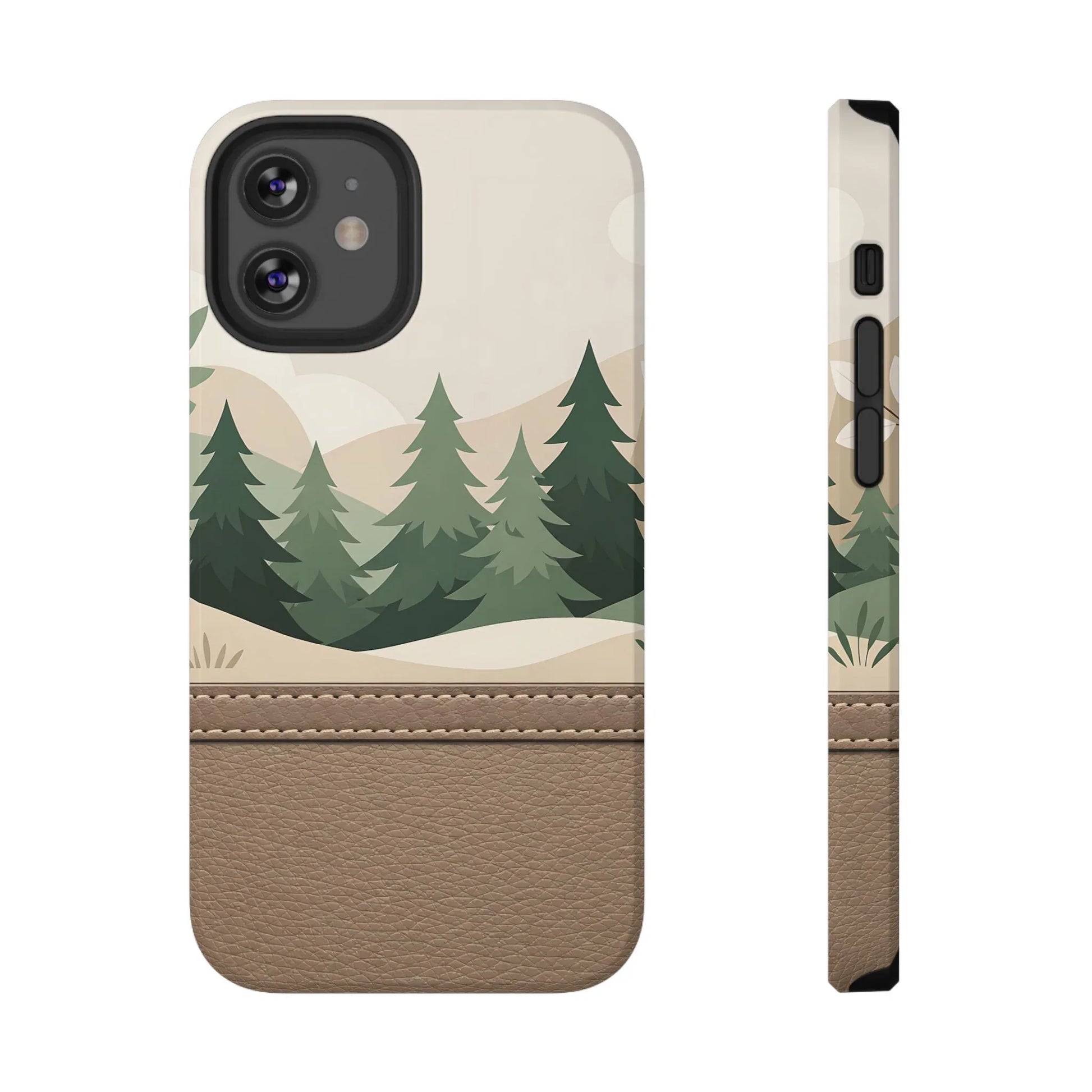 Forest Leather Phone Case for iPhone 11-17 and Galaxy S21-S25 - KARARMDESIGN