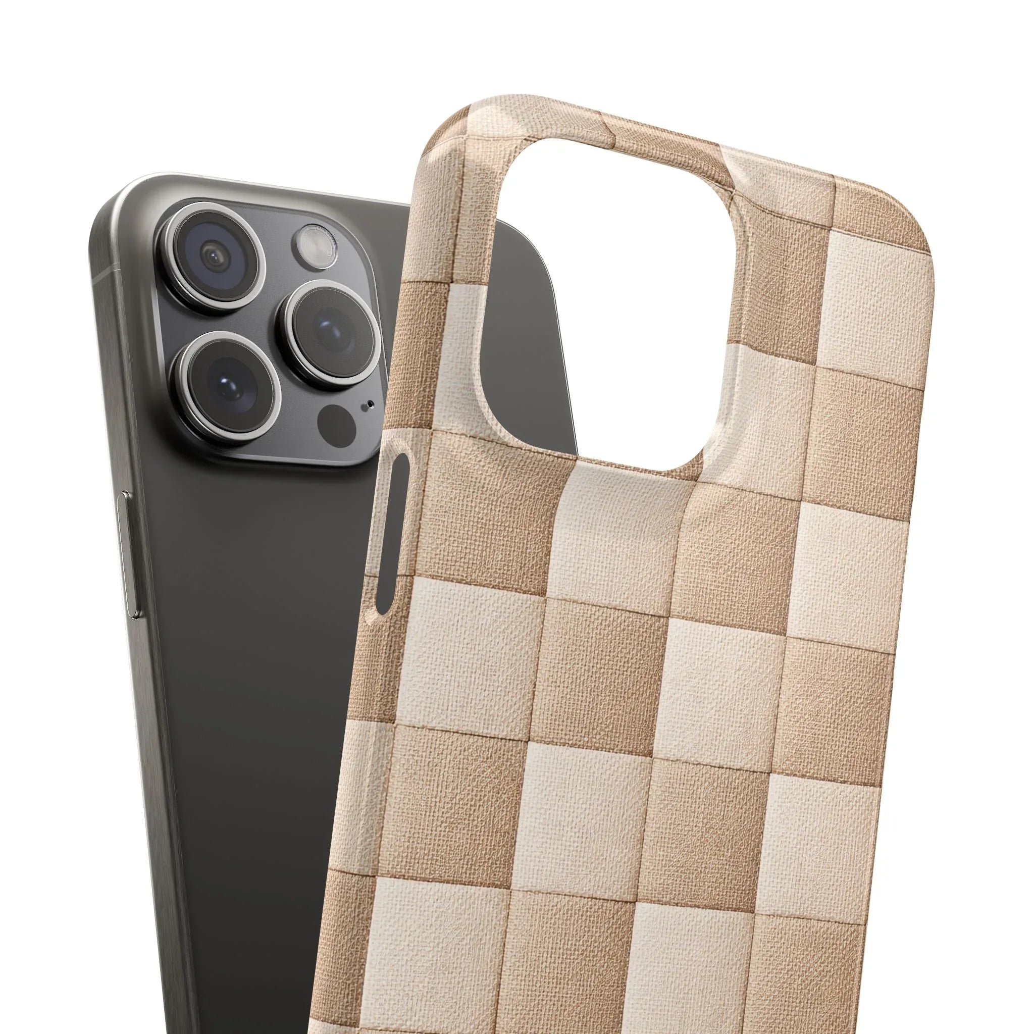Beige Woven Phone Case for iPhone 11-17 and Galaxy S20-S25 - KARARMDESIGN