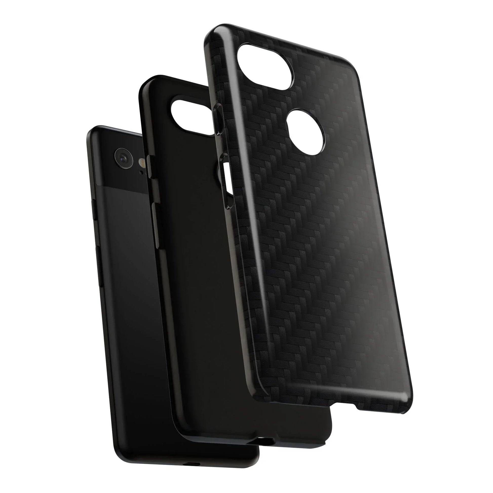 Black Carbon Phone Case Tough Case for iPhone 8-16 and Google Pixel up to 9 Models - KarArmDesign