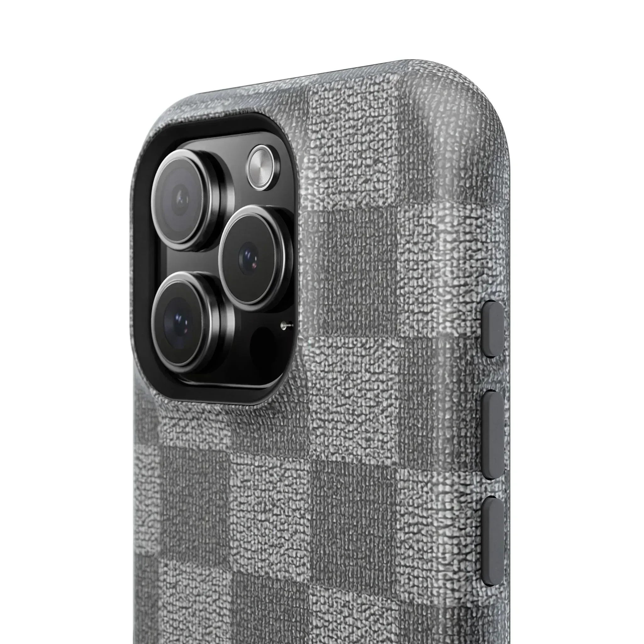 Gray Checkered Phone Case for iPhone 12-16 and Galaxy S21-S22 - KARARMDESIGN