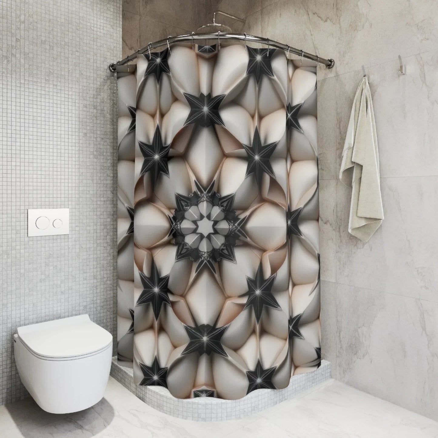 Geometric Elegance and Modern Bathroom Shower Curtain - KarArmDesign