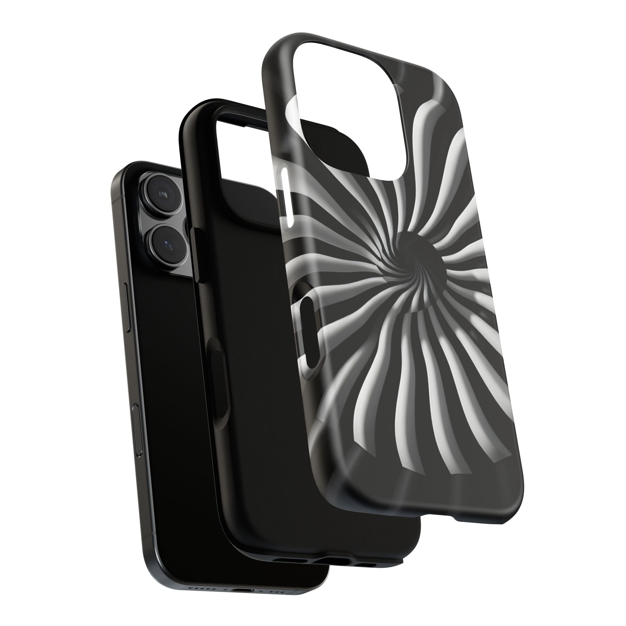 Hypnotic Black and White Spiral Phone Case – Optical Illusion Design for iPhone & Galaxy