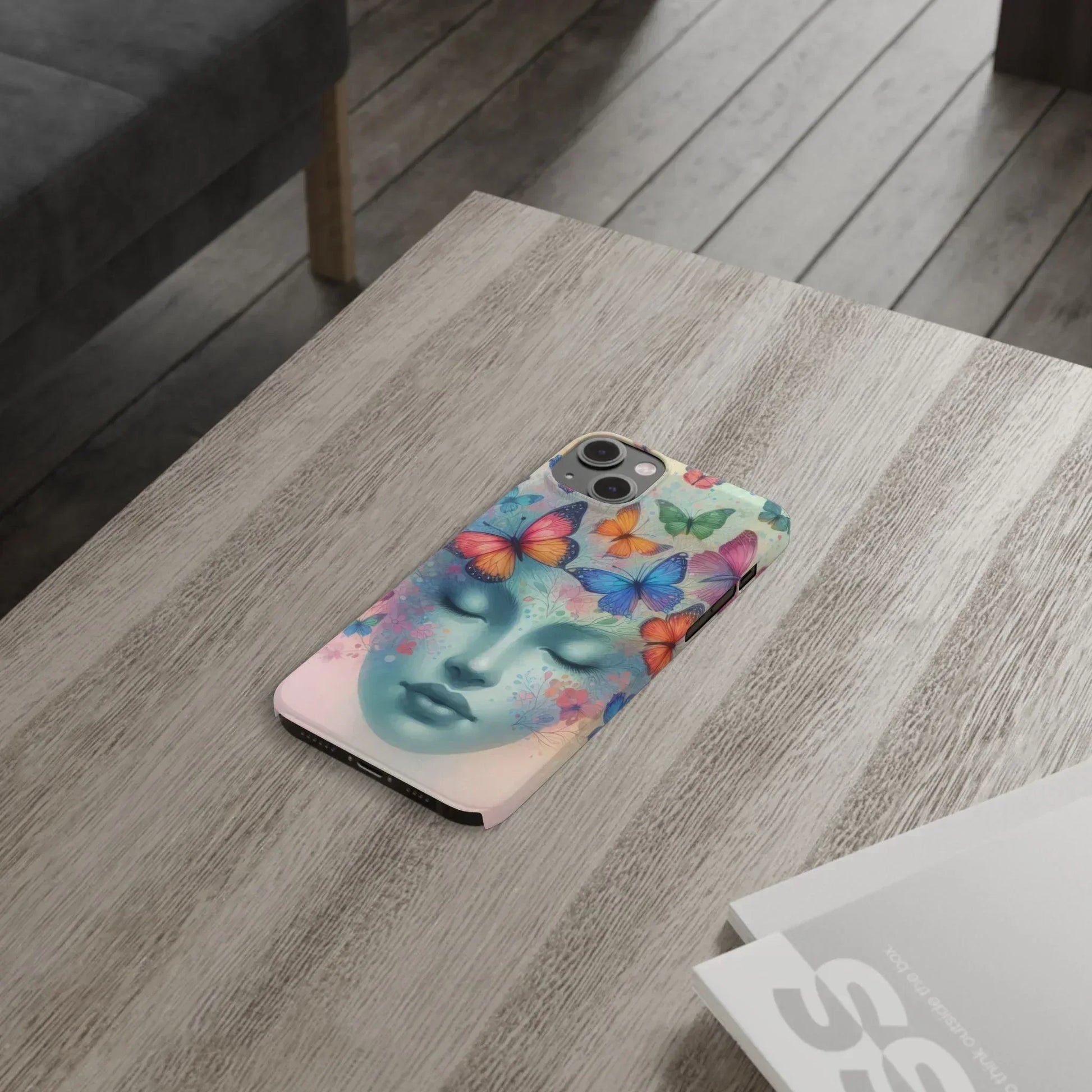 Butterfly Bloom Dreamy Woman Phone Case for iPhone - KARARMDESIGN