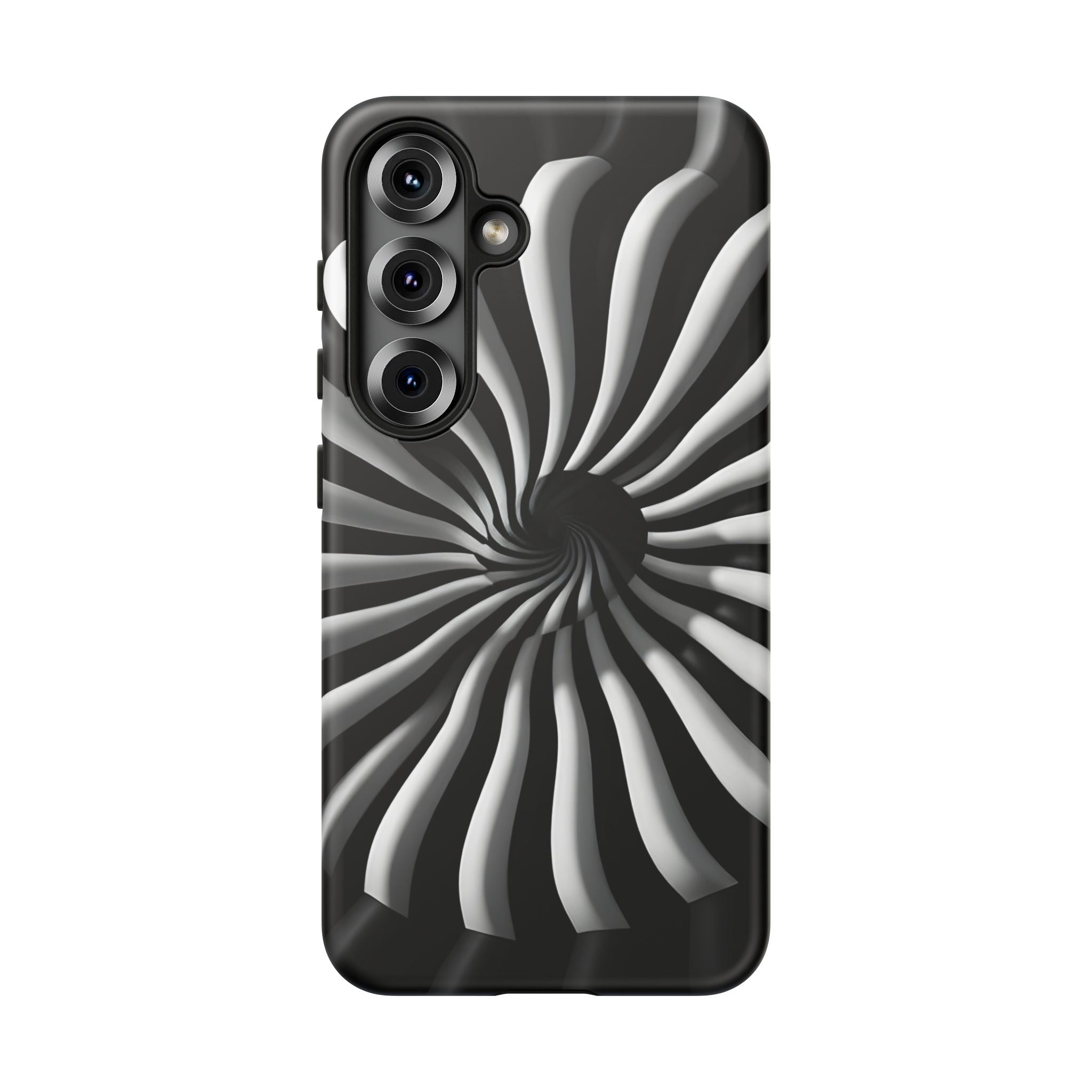 Hypnotic Black and White Spiral Phone Case – Optical Illusion Design for iPhone & Galaxy