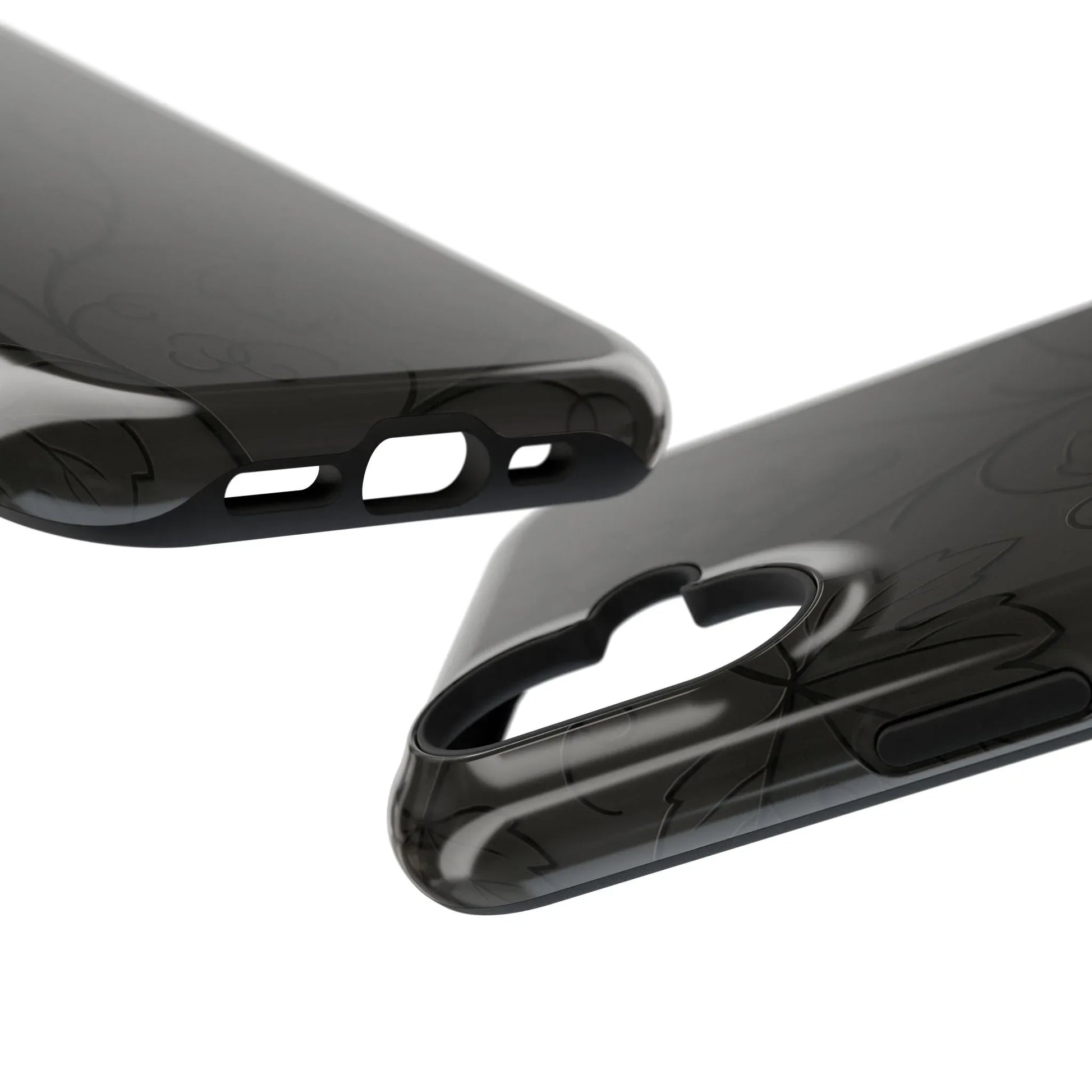 Elegant Embossed Grape Leaf Black Phone Case for iPhone and Galaxy - KARARMDESIGN