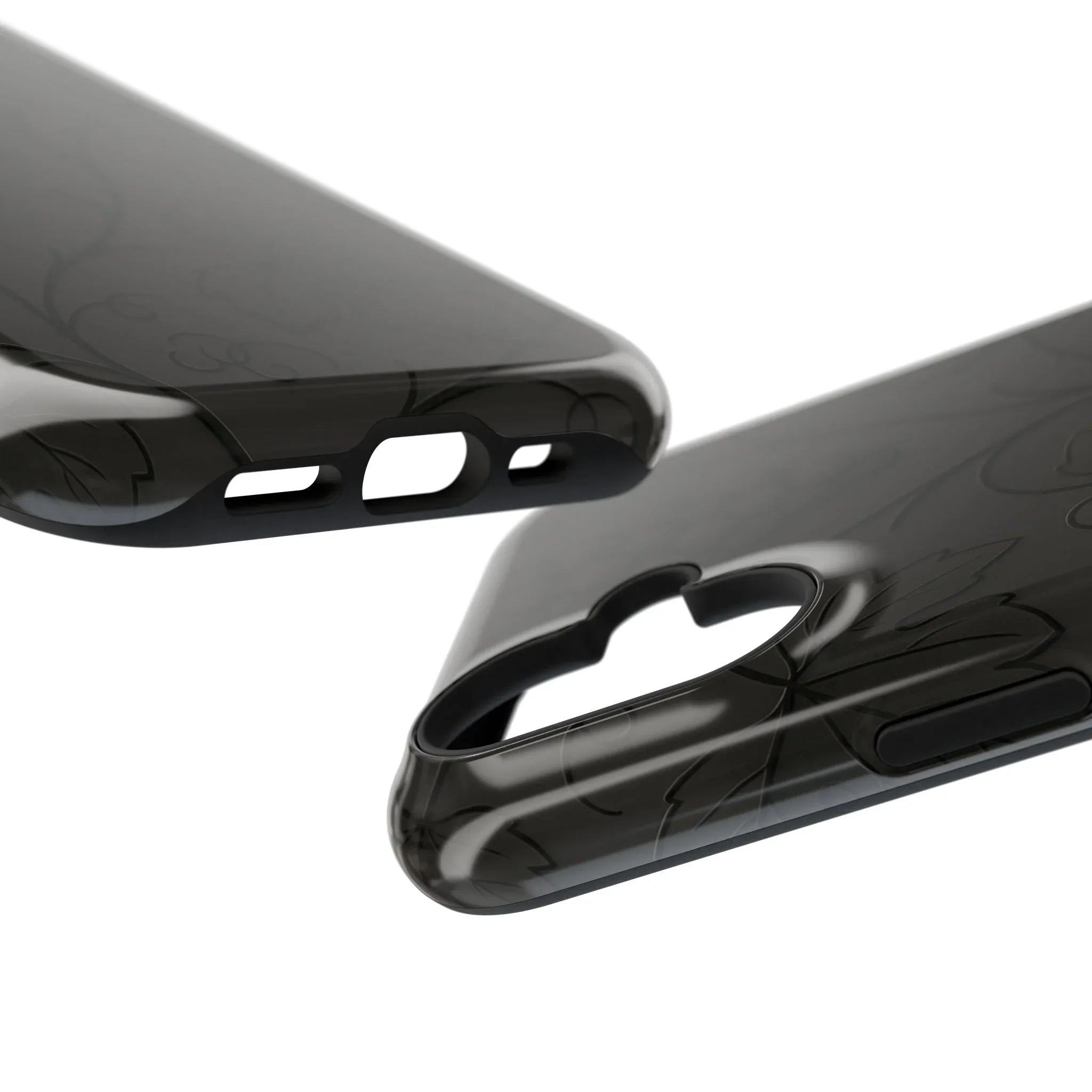 Elegant Embossed Grape Leaf Black Phone Case for iPhone and Galaxy - KARARMDESIGN