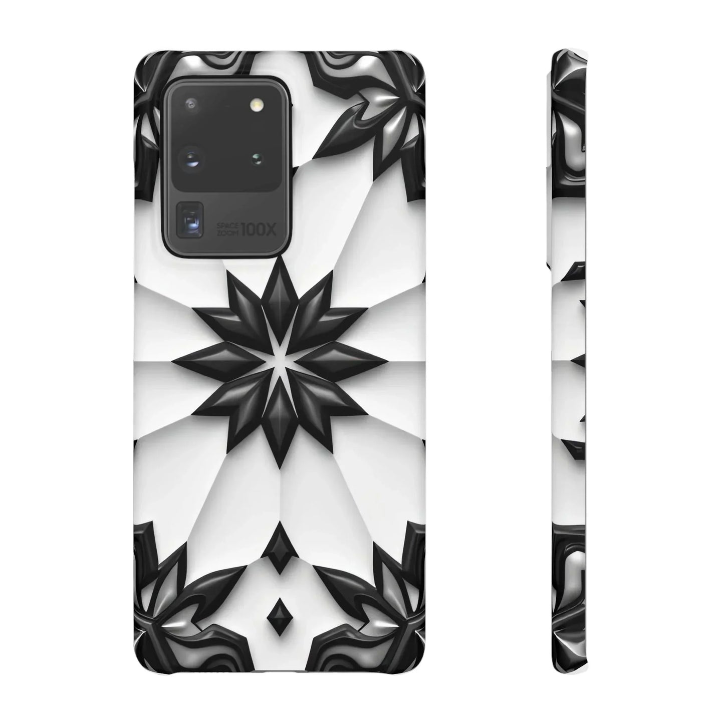 Black and White Geometric Floral Phone Case for iPhone and Samsung Galaxy - KarArmDesign