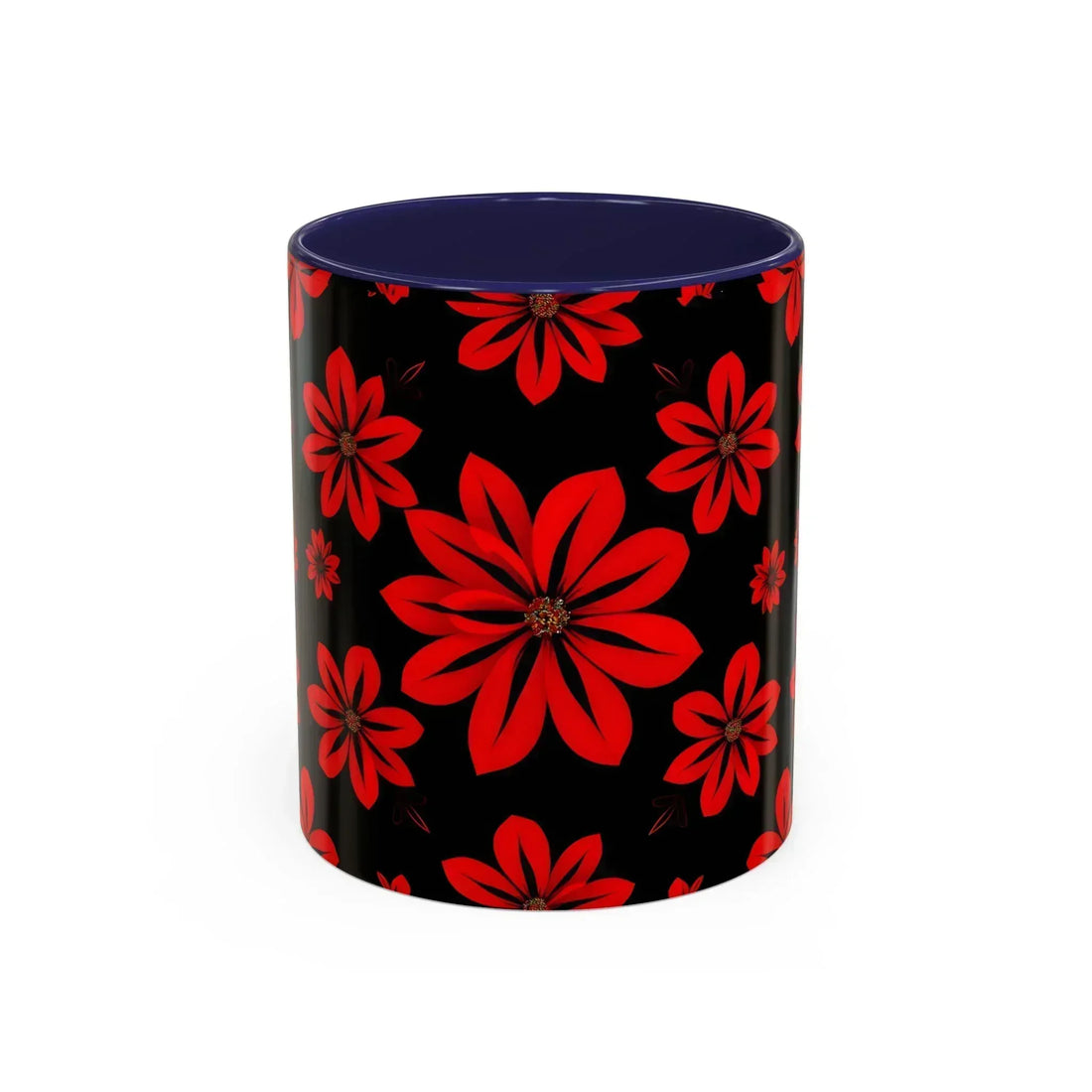 Accent Red Floral Coffee Mug – 11oz & 15oz - KARARMDESIGN