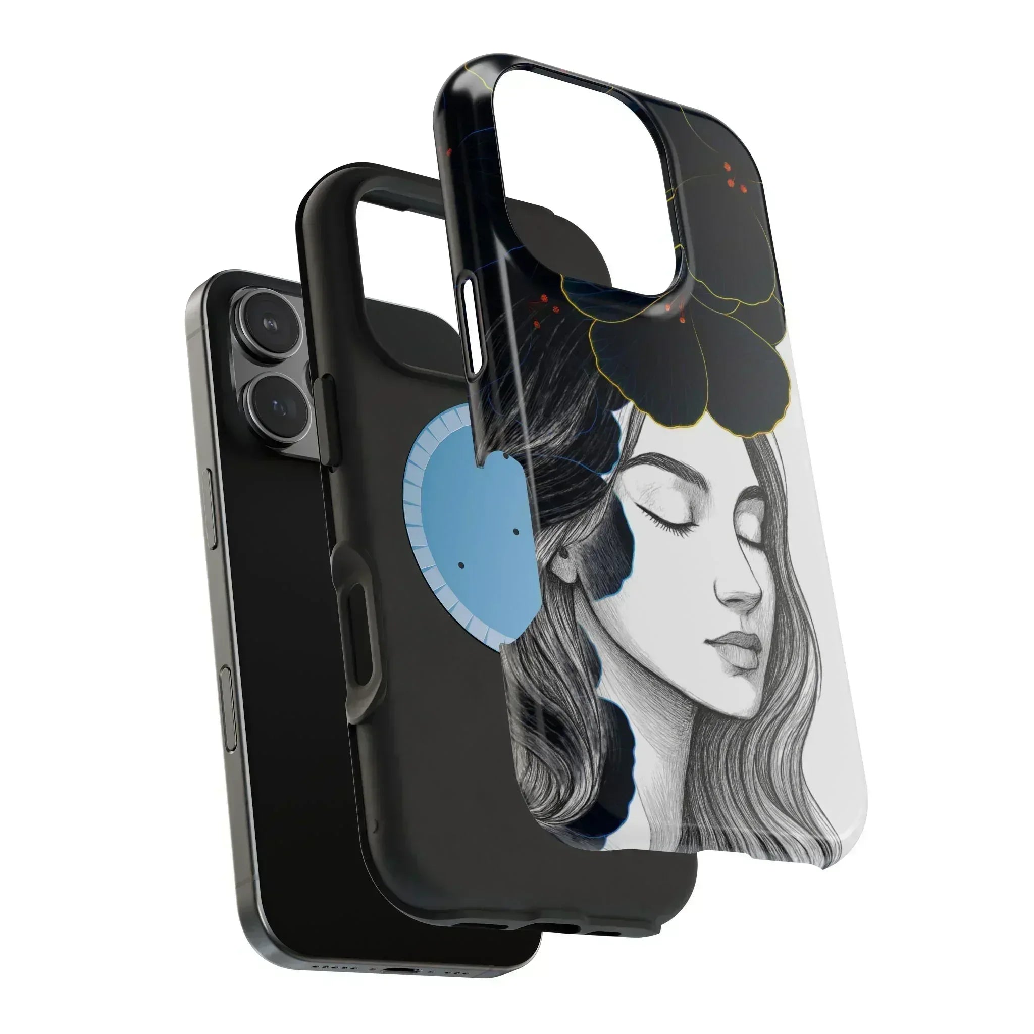 Dark Floral Elegance Phone Case for iPhone 13-16 - KARARMDESIGN