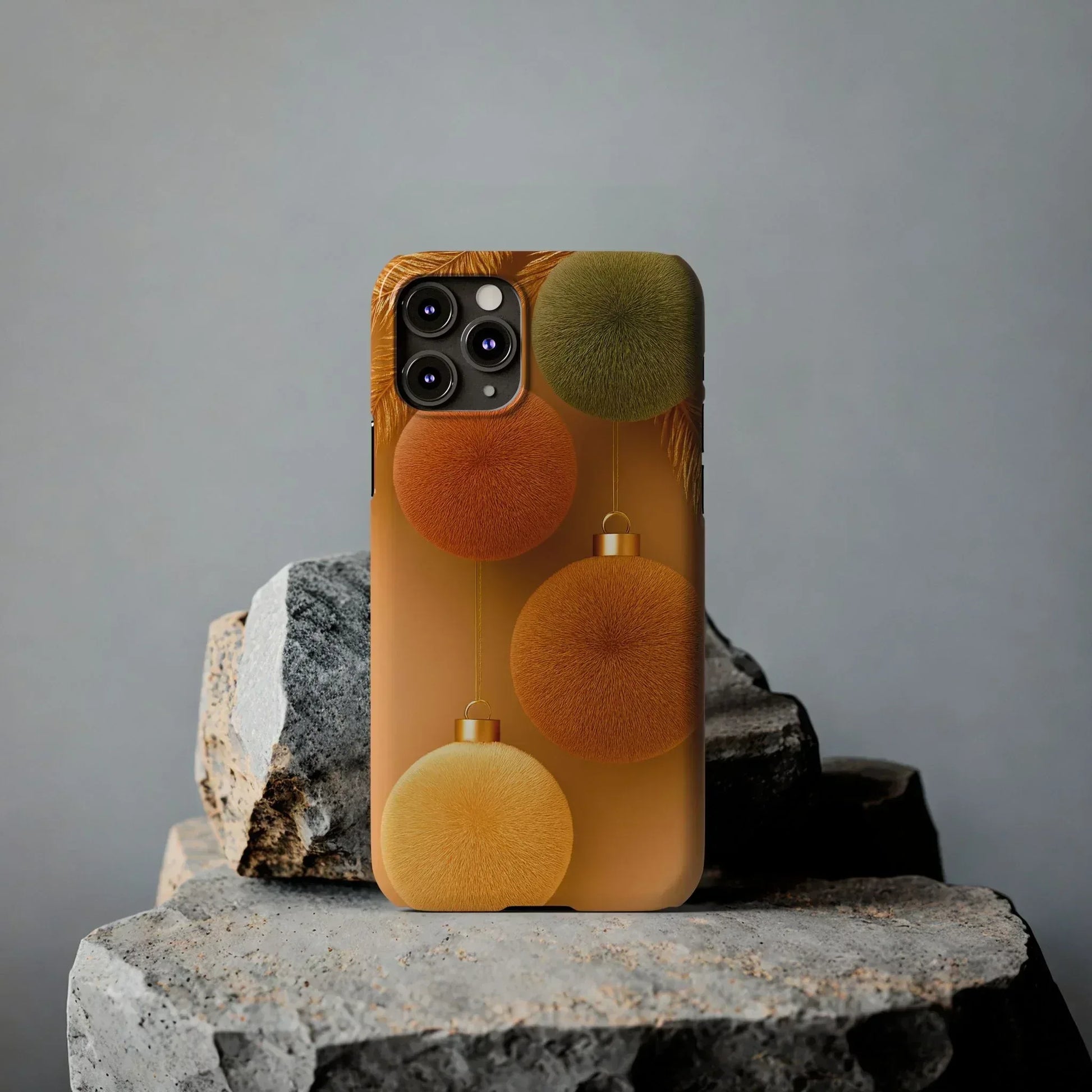 Golden Fuzz Ornaments Phone Case for iPhone 11-17 - KARARMDESIGN
