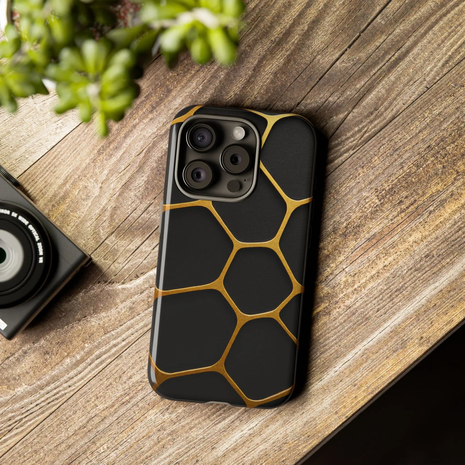 Golden Cellscape Phone Case for iPhone 8-17 and Galaxy S20-S25 - KARARMDESIGN