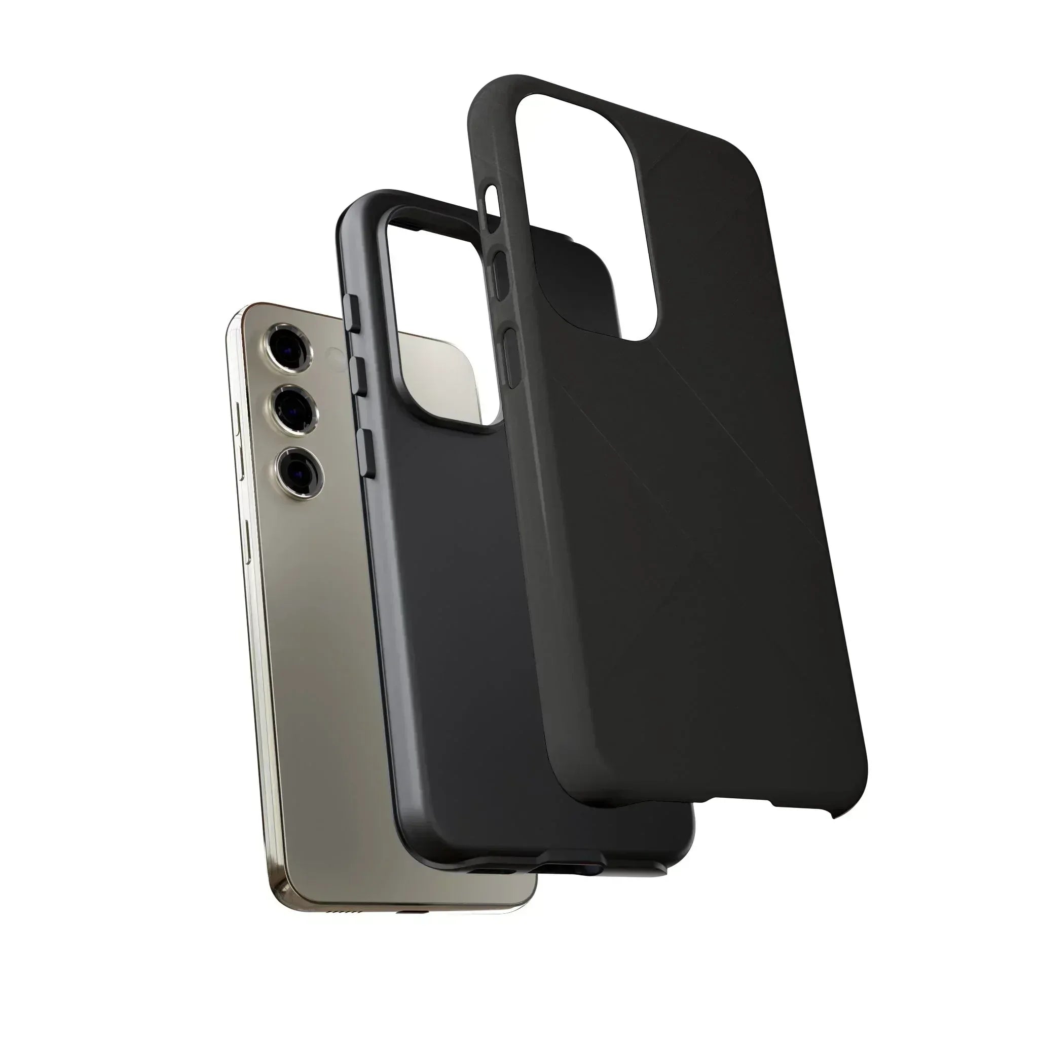 Matte Black Diagonal Line Phone Case for iPhone 8-16 and Galaxy S10-S25 - KARARMDESIGN