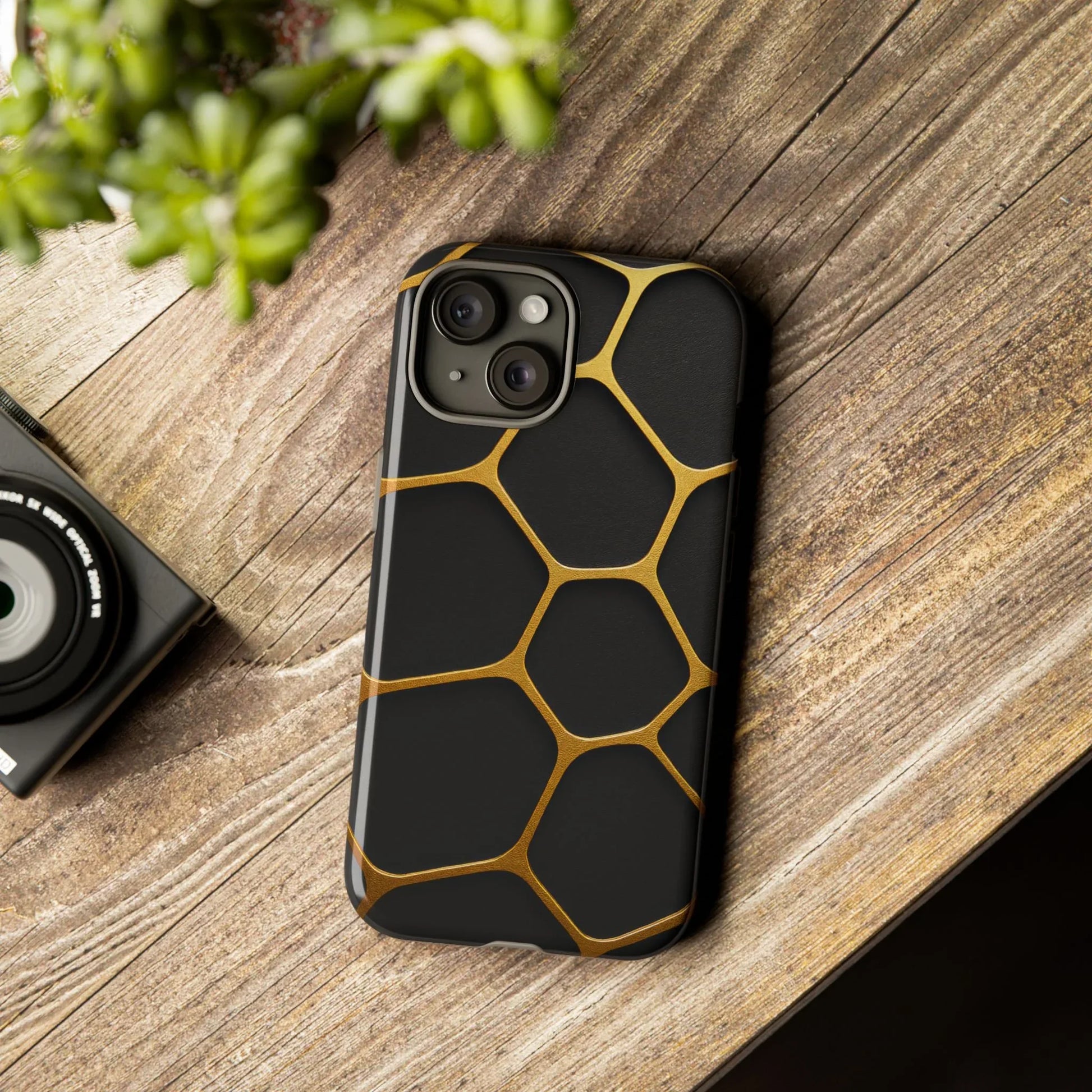 Golden Cellscape Phone Case for iPhone 8-17 and Galaxy S20-S25 - KARARMDESIGN