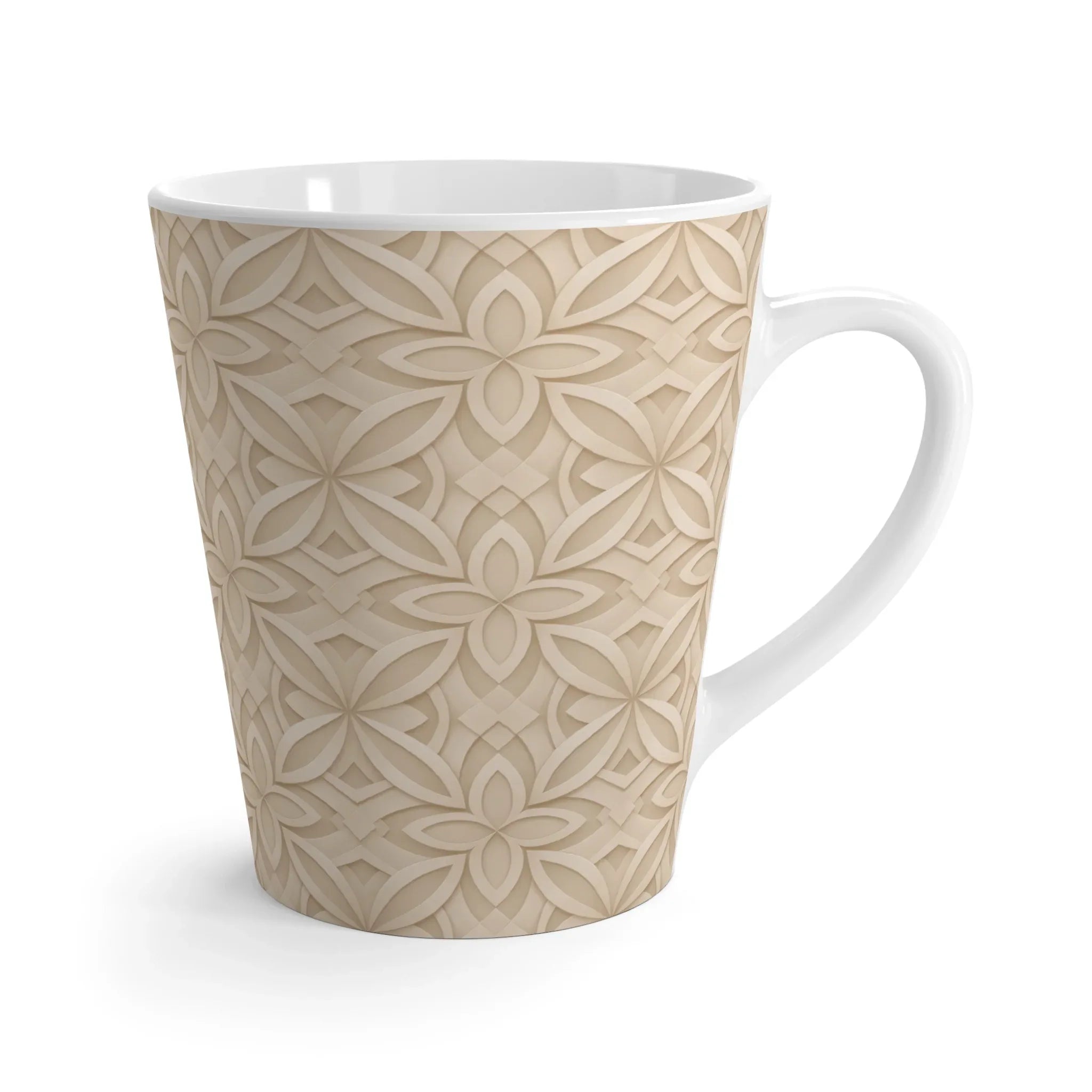 Beige Petal Latte Mug 12oz - KARARMDESIGN