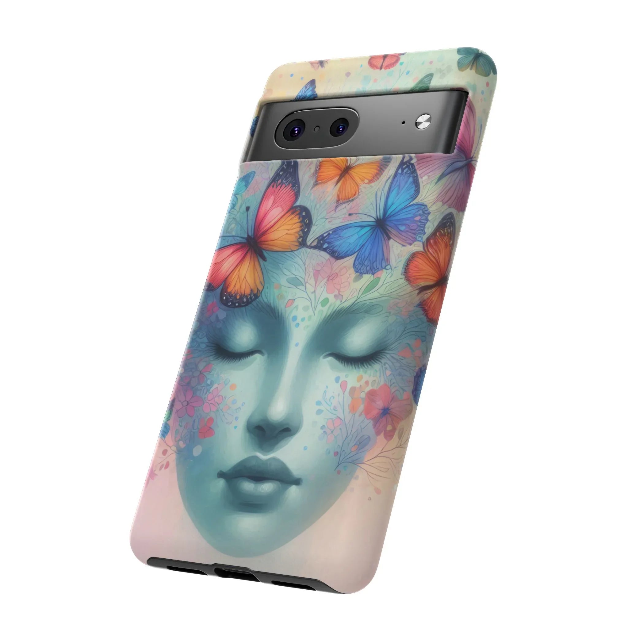 Butterfly Bloom Dreamy Woman Phone Case for Galaxy and Pixel - KARARMDESIGN