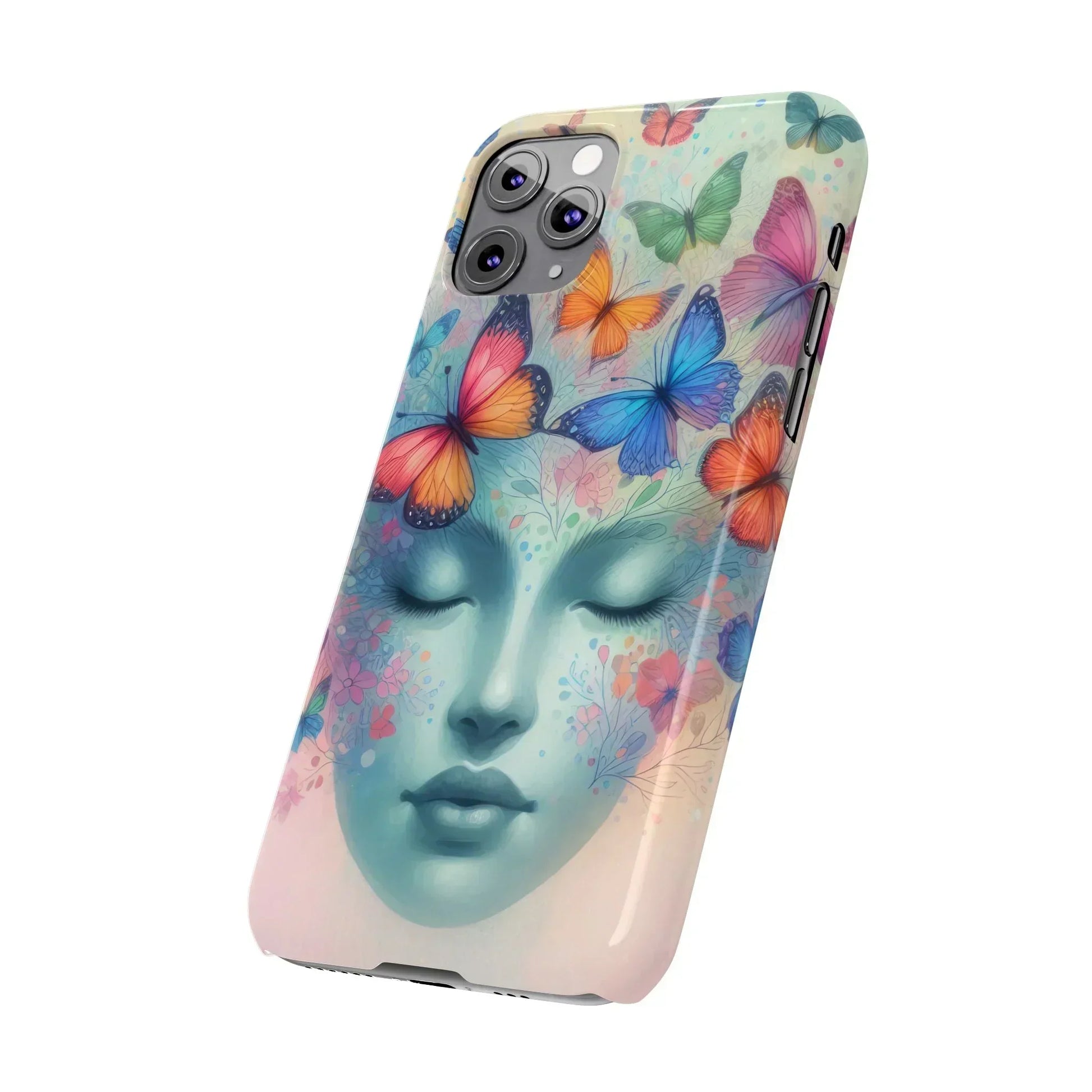 Butterfly Bloom Dreamy Woman with Closed Eyes Tough Phone Case for iPhone - KarArmDesign