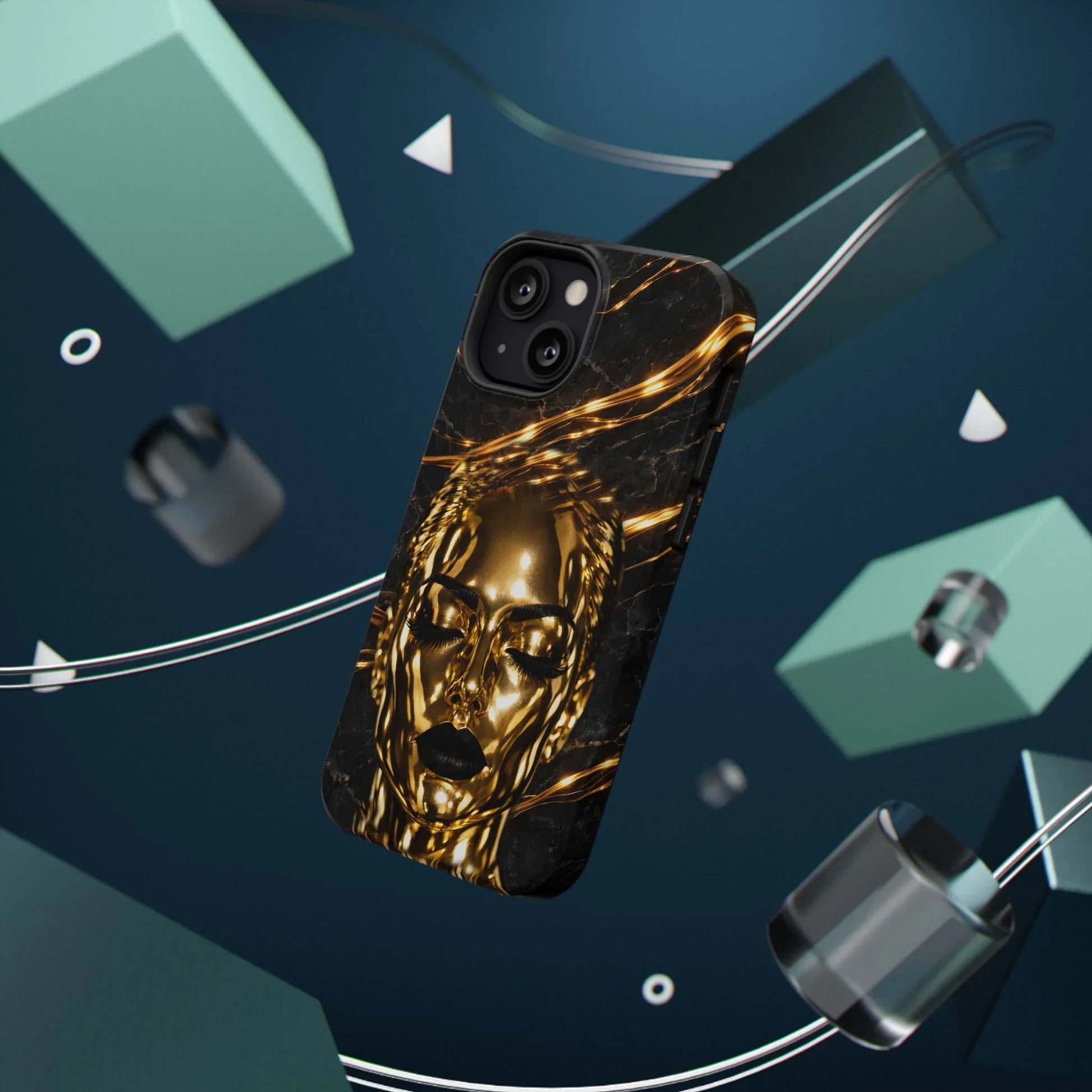 Luxury Gold Portrait Phone Case for iPhone 11-17 and Galaxy S21-S25 - KARARMDESIGN