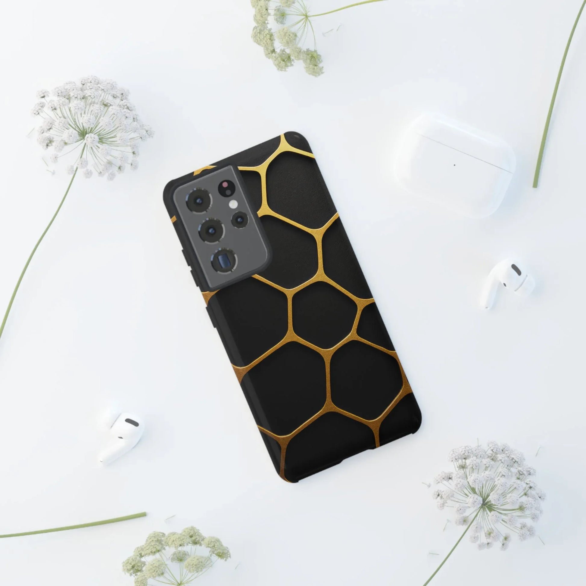 Golden Cellscape Phone Case for iPhone 8-17 and Galaxy S20-S25 - KARARMDESIGN