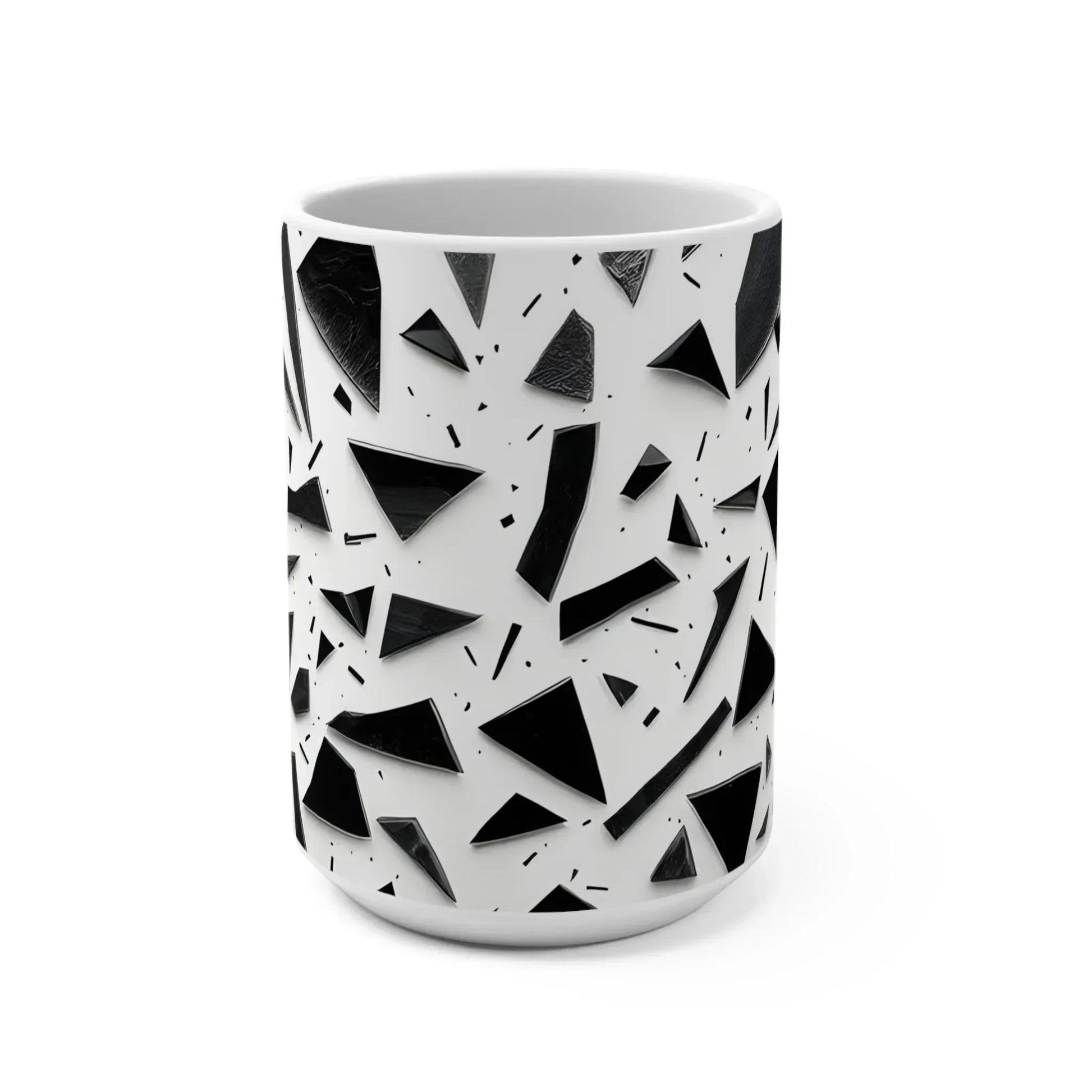 Monochrome Geometry – Minimalist Abstract Pattern Mug – 15oz - KarArmDesign