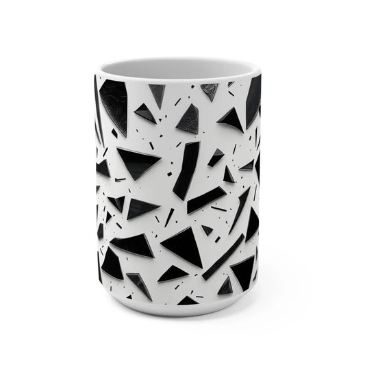 Monochrome Geometry – Minimalist Abstract Pattern Mug – 15oz - KarArmDesign