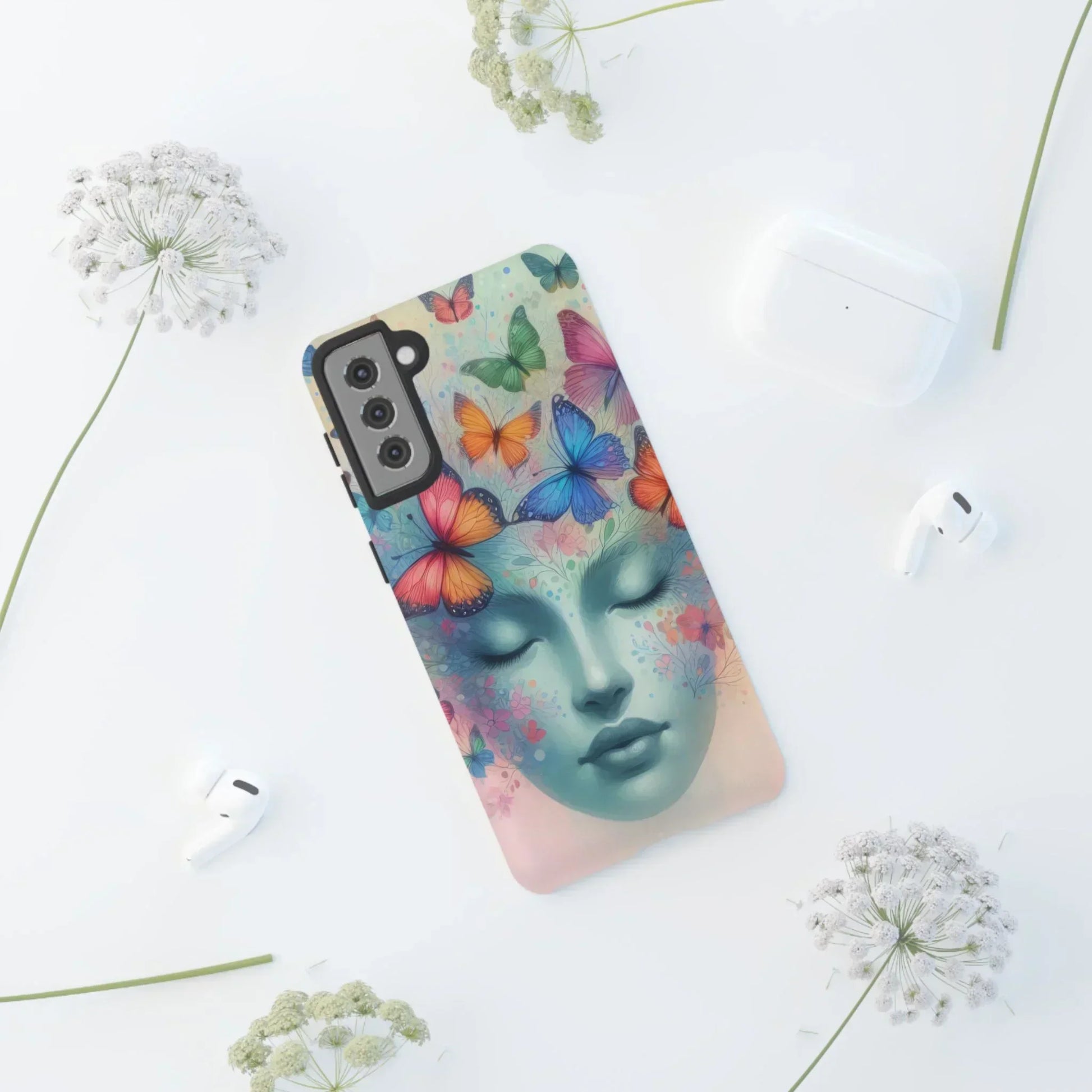 Butterfly Bloom Dreamy Woman Phone Case for Galaxy and Pixel - KarArmDesign