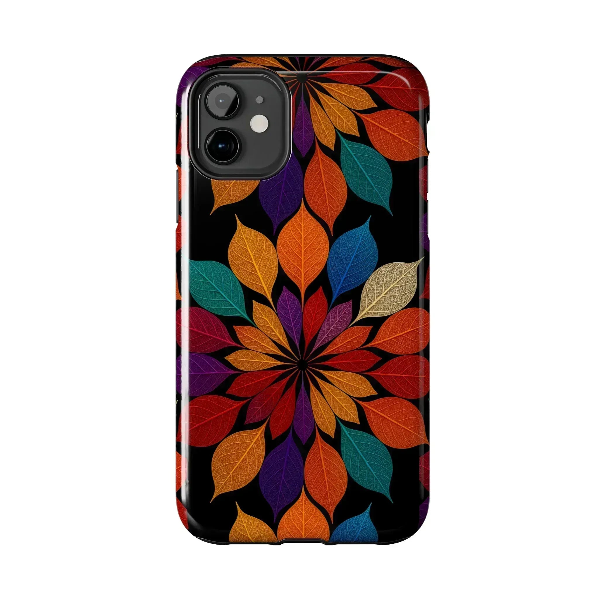 Leaf Mandala Phone Case for iPhone 11-16 and Galaxy S21-S24 - KARARMDESIGN