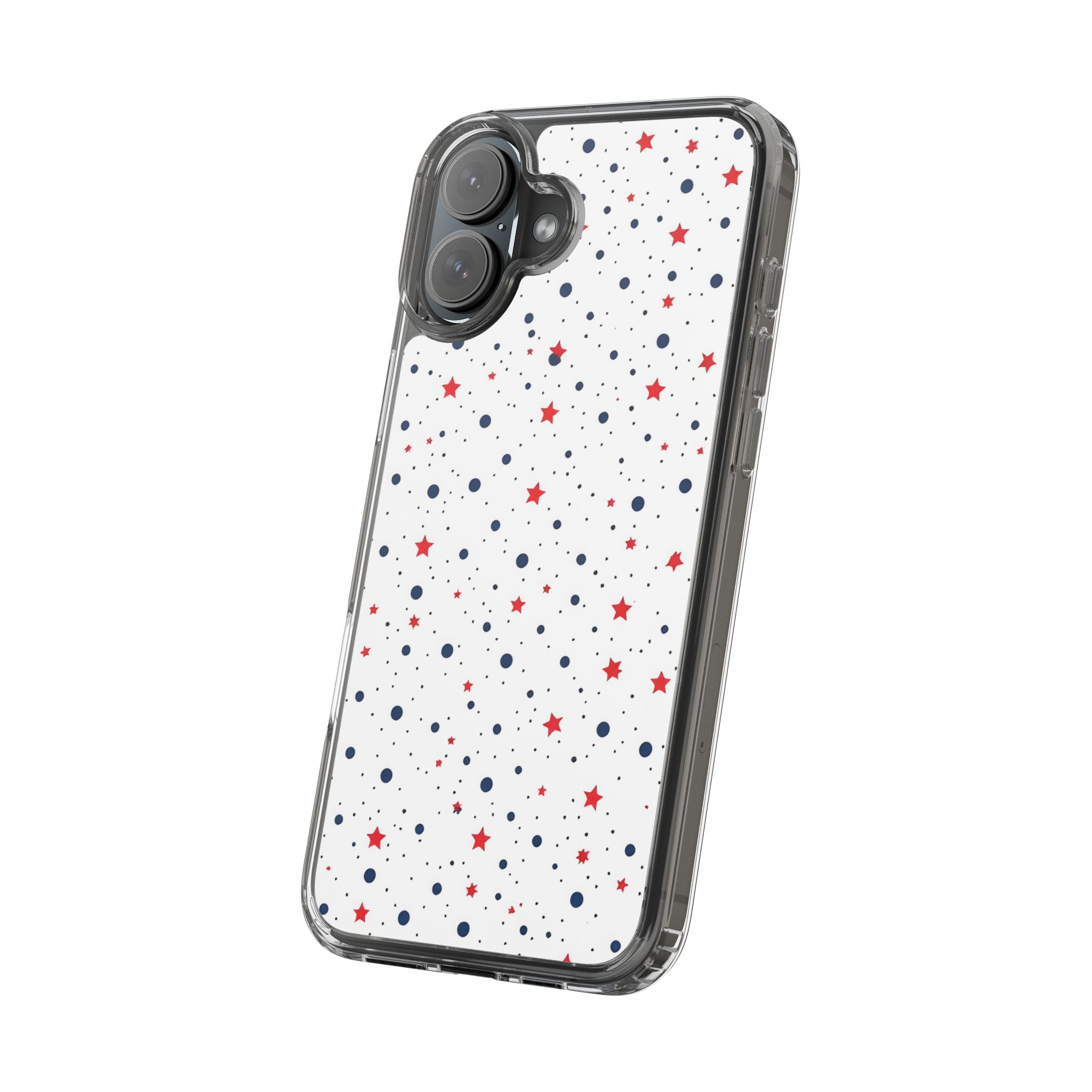 White Polka Dot & Stars Clear Case for iPhone & Samsung