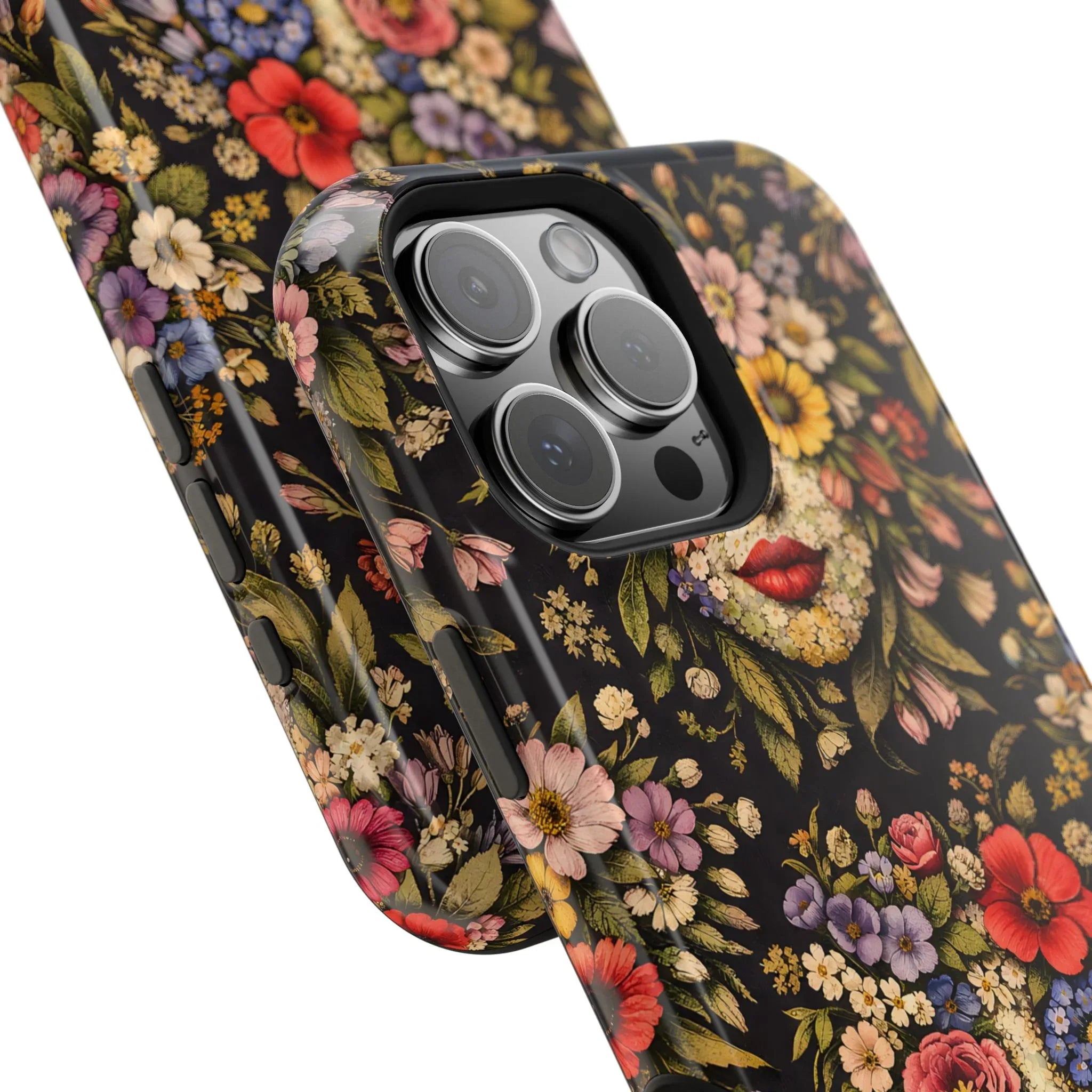 Vintage Flower Face Phone Case for iPhone 13-17 - KARARMDESIGN