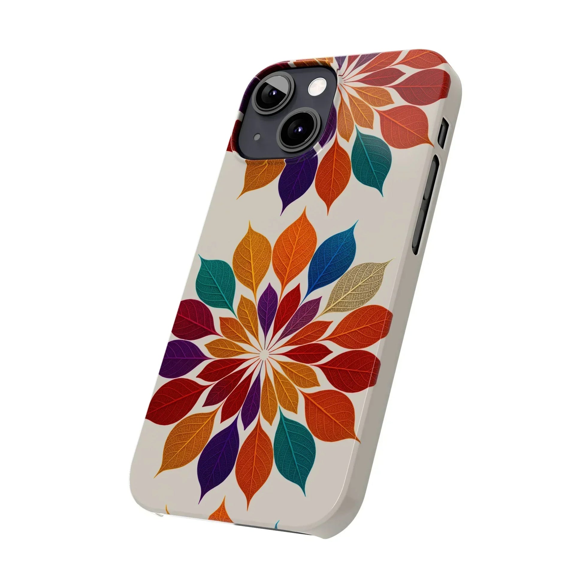 Leaf Mandala Botanical Burst Design Slim Phone Case for iPhone 7-16 Models - KarArmDesign