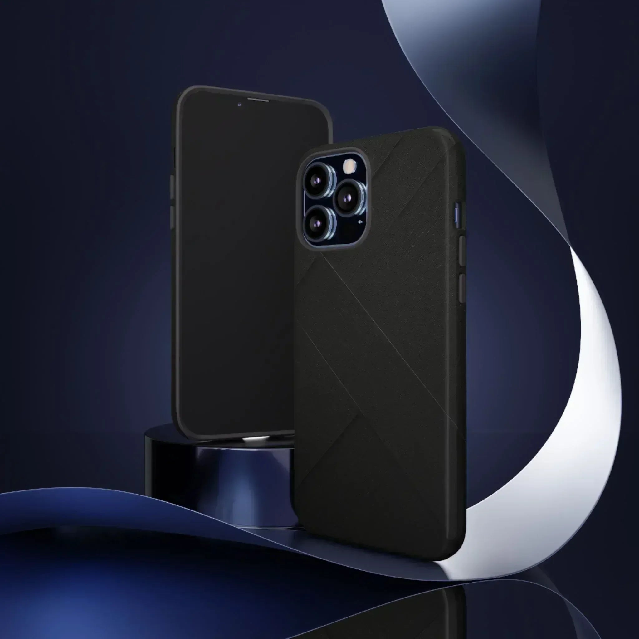 Matte Black Diagonal Line Phone Case for iPhone 8-16 and Galaxy S10-S25 - KARARMDESIGN
