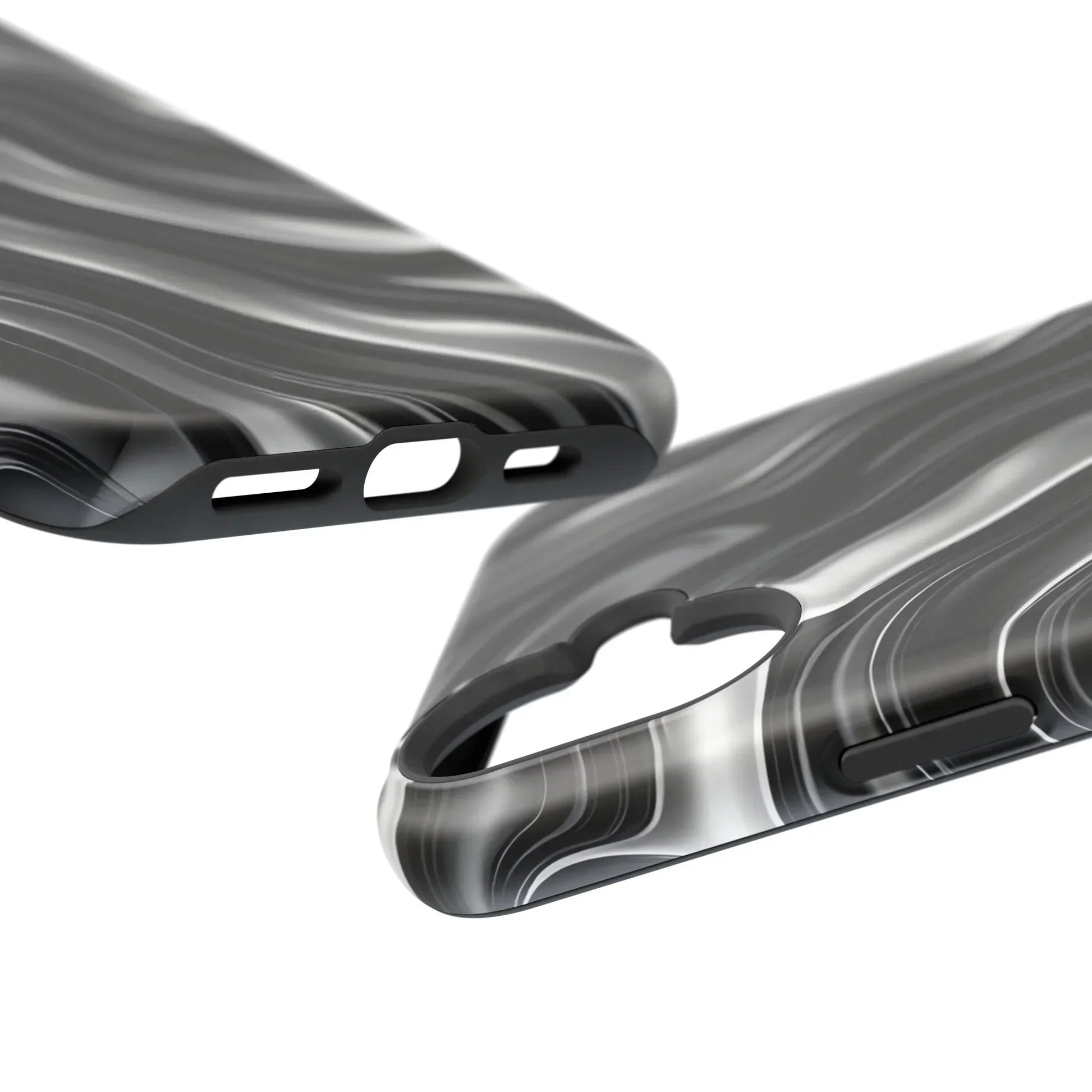 Wavy Illusion Black & Silver MagSafe® Tough Phone Case - KarArmDesign