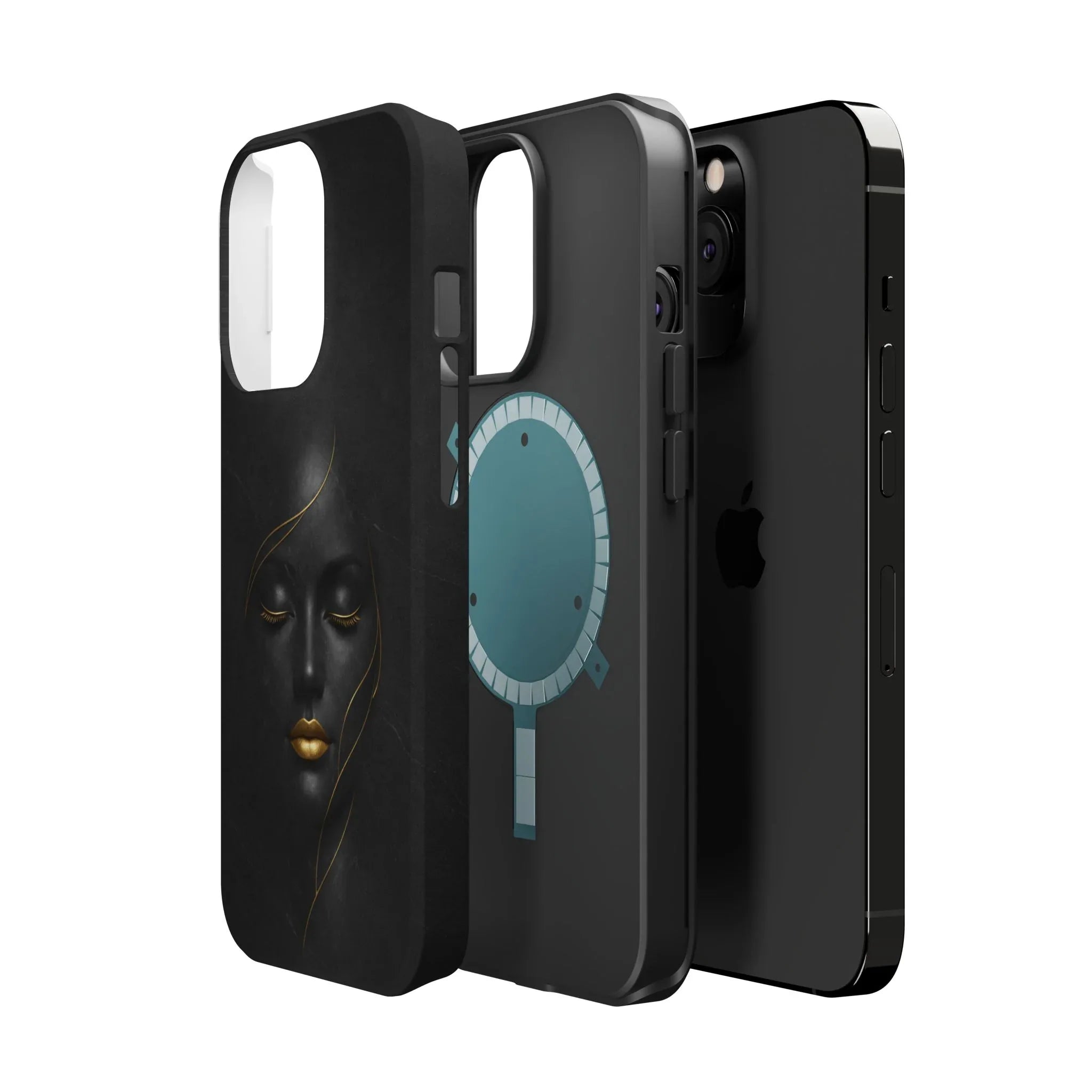 Black Gold Face Phone Case for iPhone 13-17 - KARARMDESIGN
