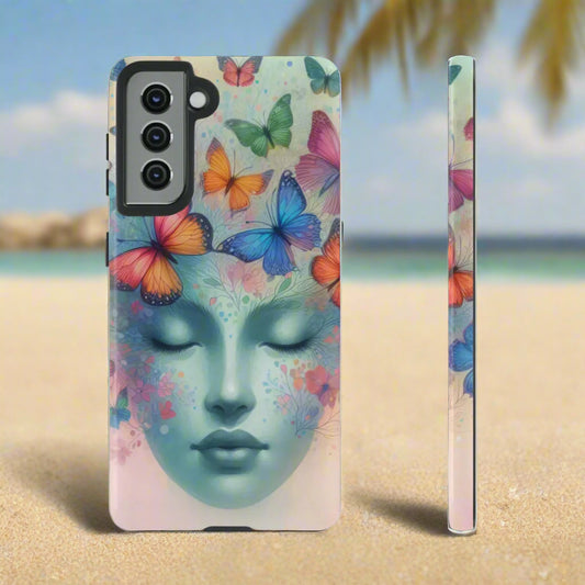 Butterfly Bloom Dreamy Woman Phone Case for Galaxy and Pixel - KarArmDesign