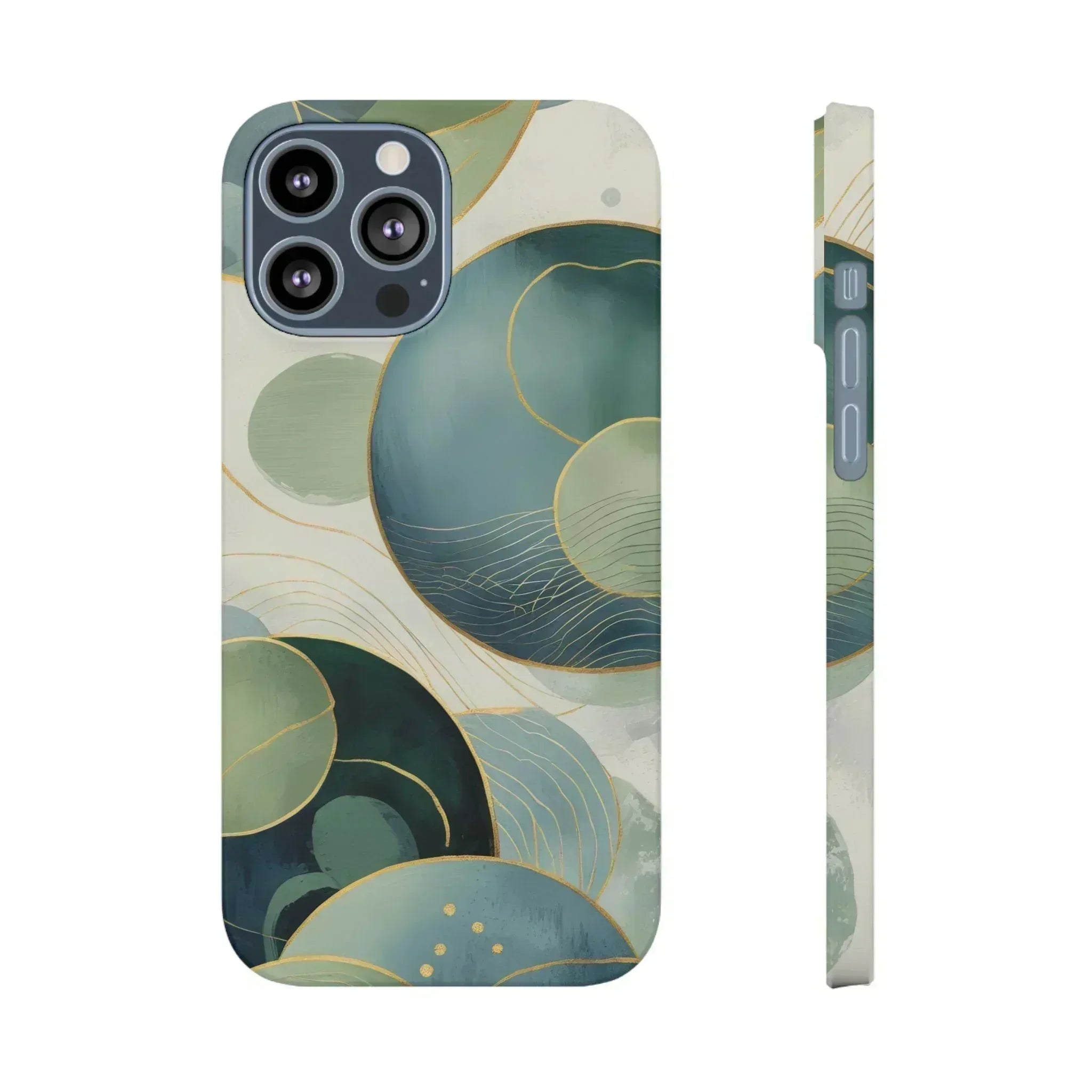 Abstract Teal Slim Phone Case for iPhone 12-16 - KARARMDESIGN
