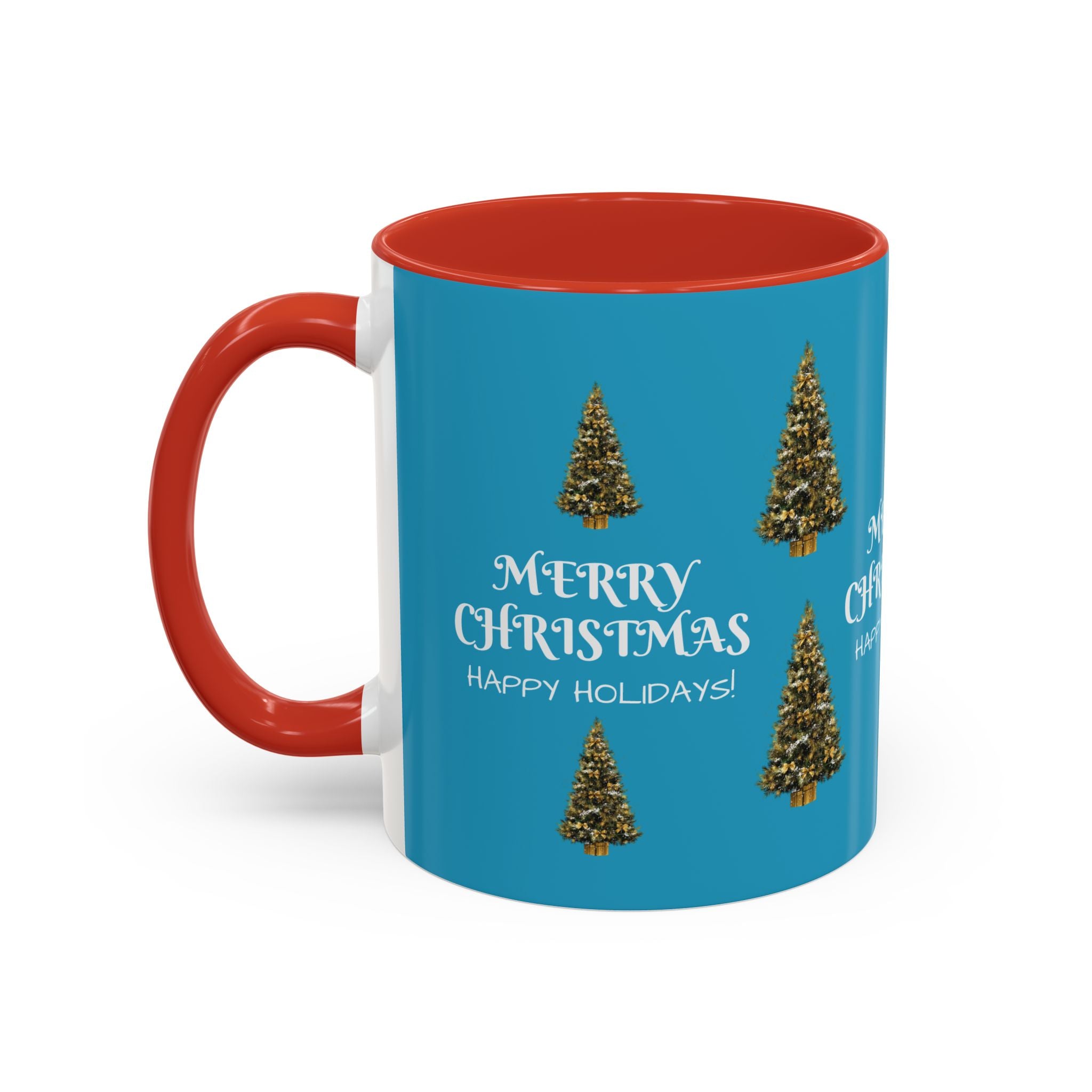Merry Christmas and Happy Holidays Mug - Accent Coffee Mug (11, 15oz)