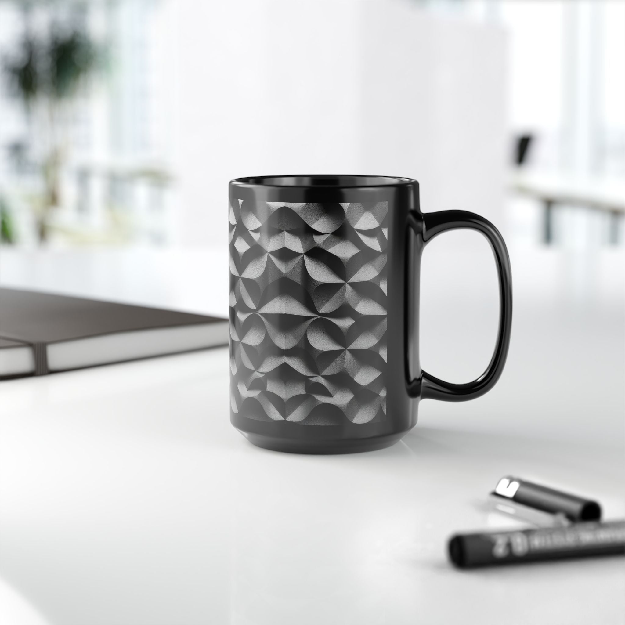 "KARARMDESIGN Signature Style" – Uniquely Textured Black Mug