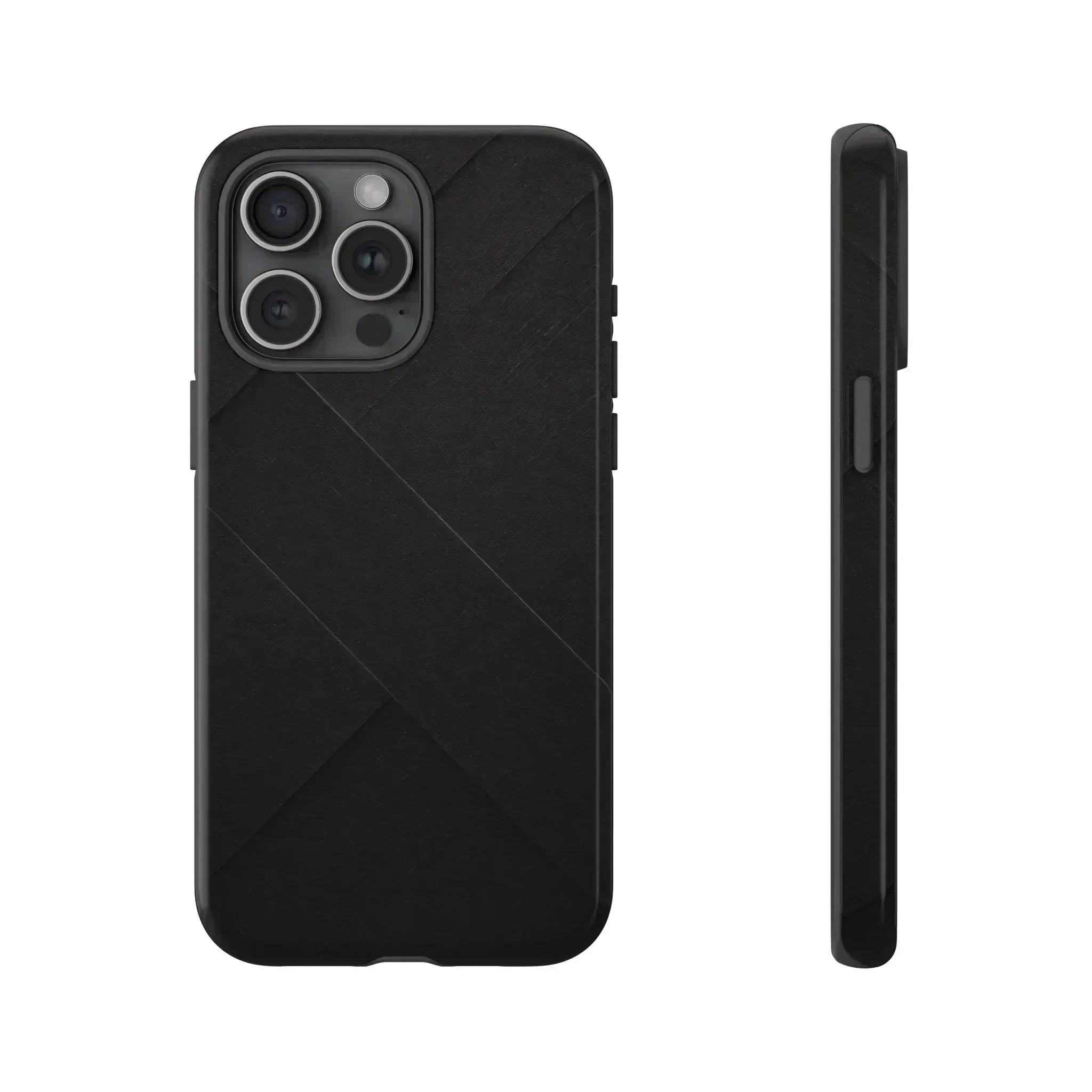 Matte Black Diagonal Line Phone Case for iPhone 8-16 and Galaxy S10-S25 - KARARMDESIGN