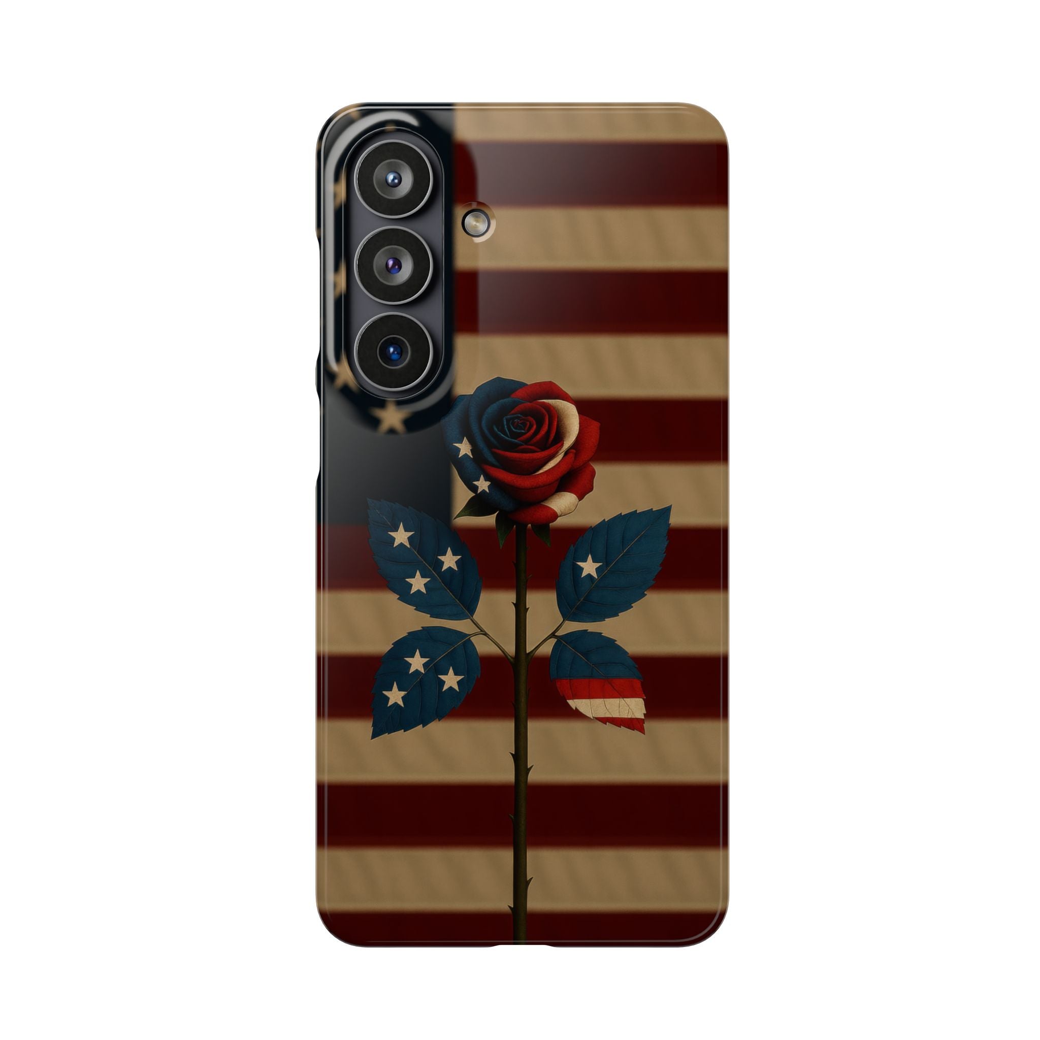 American Rose Flag Phone Case for iPhone 8-17 and Galaxy S20-S26