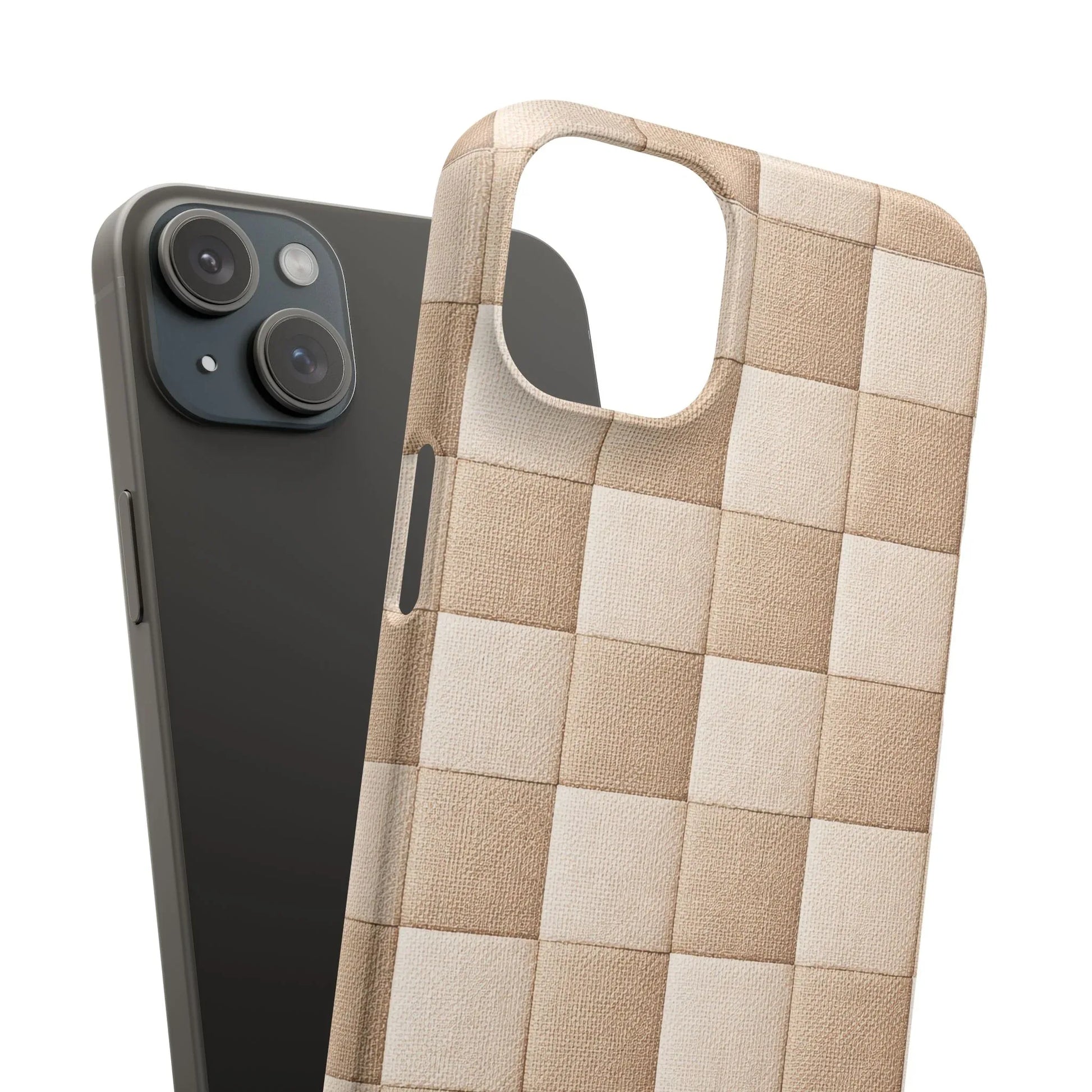 Beige Woven Phone Case for iPhone 11-17 and Galaxy S20-S25 - KARARMDESIGN