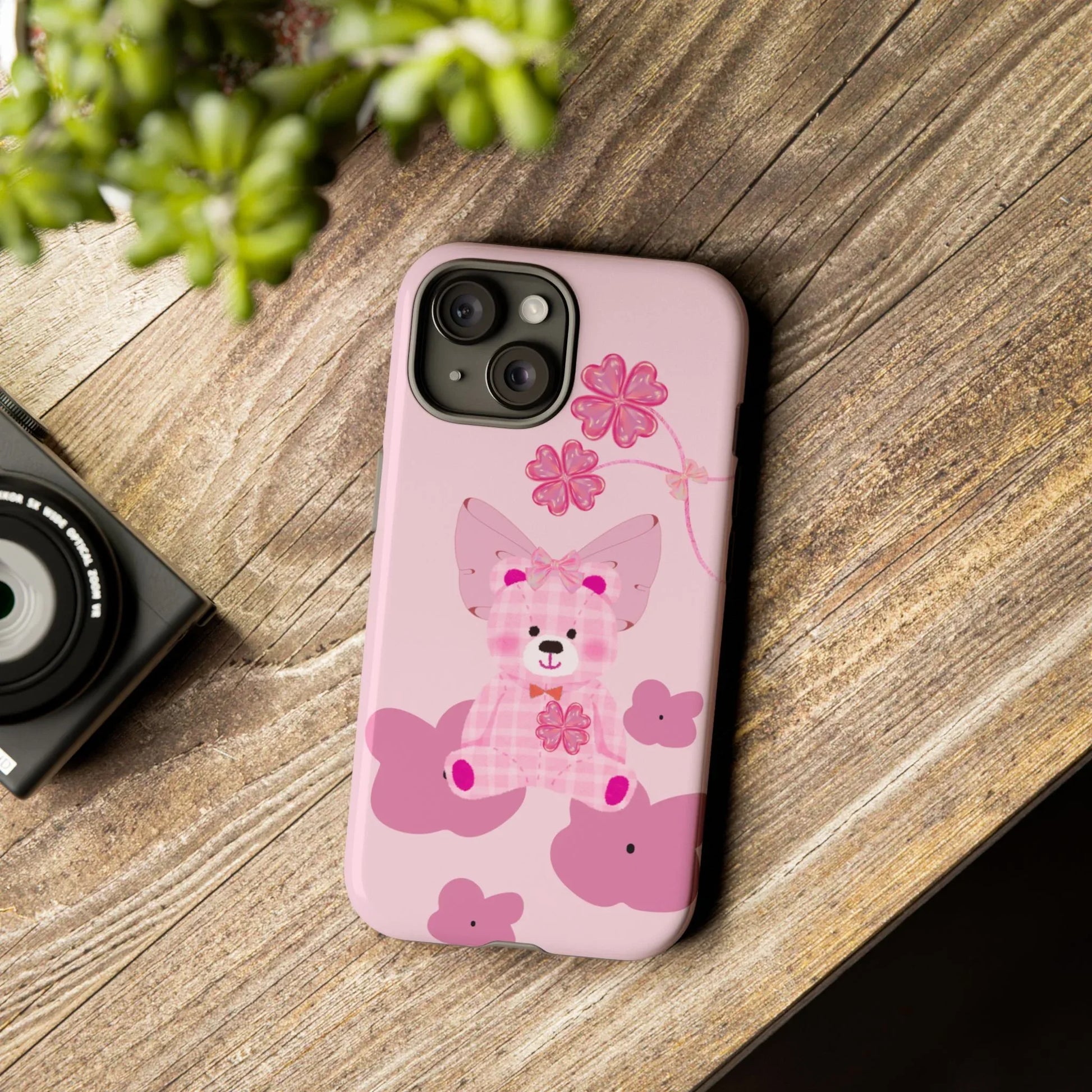 Pink Teddy Bear Phone Cases for iPhone, Pixel and Galaxy - KARARMDESIGN