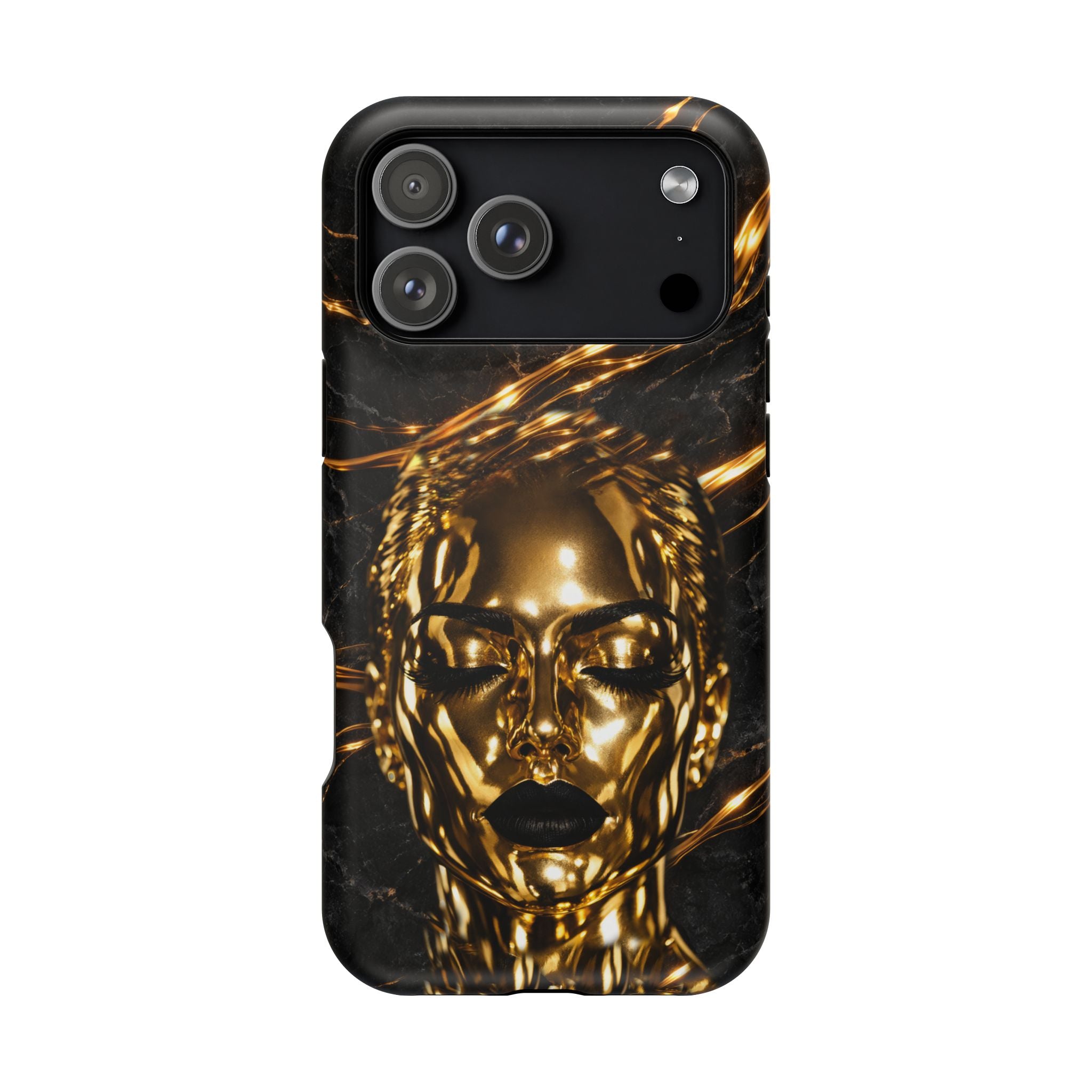 Luxury Gold Portrait Phone Case for iPhone 11-17 and Galaxy S21-S26