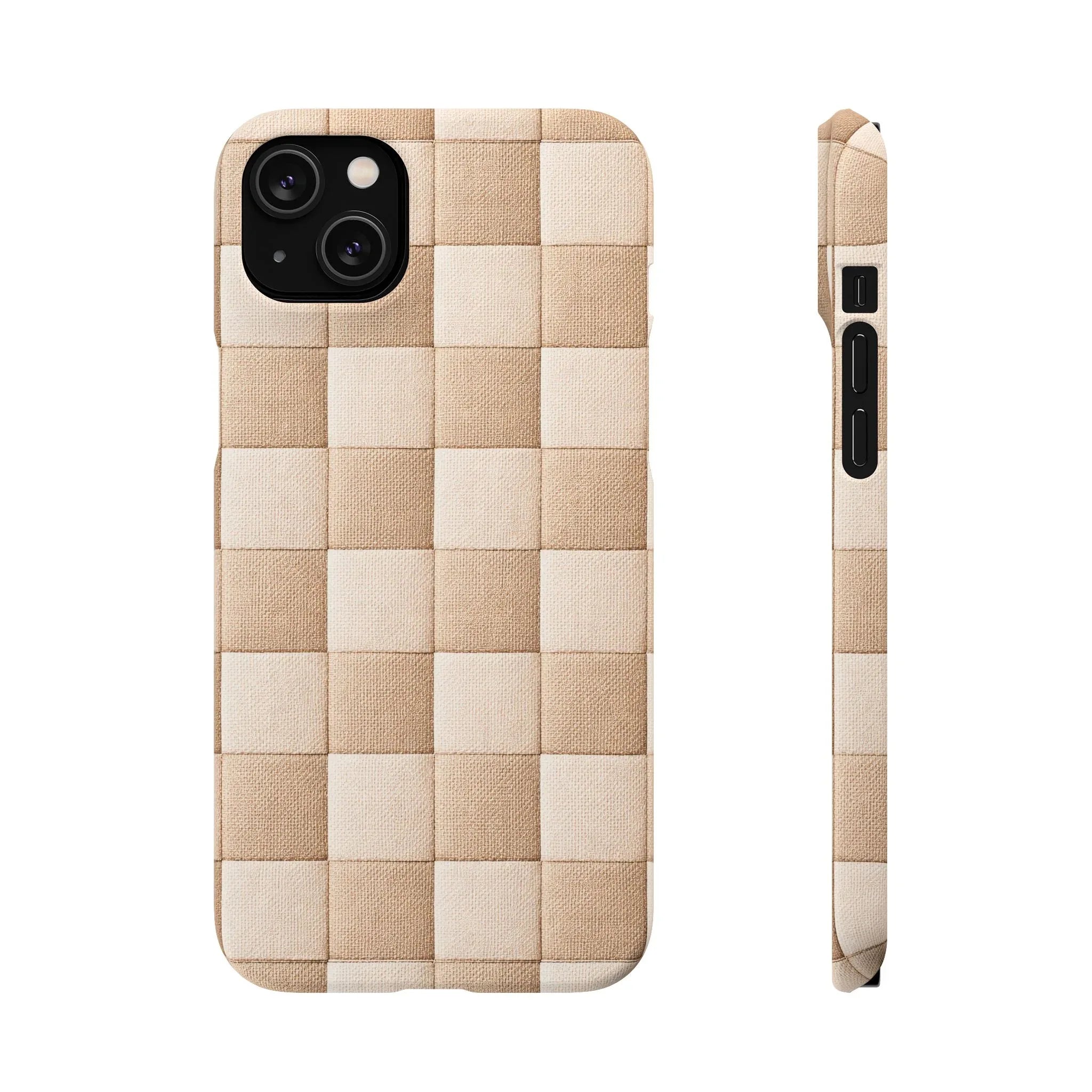 Beige Woven Phone Case for iPhone 11-17 and Galaxy S20-S25 - KARARMDESIGN