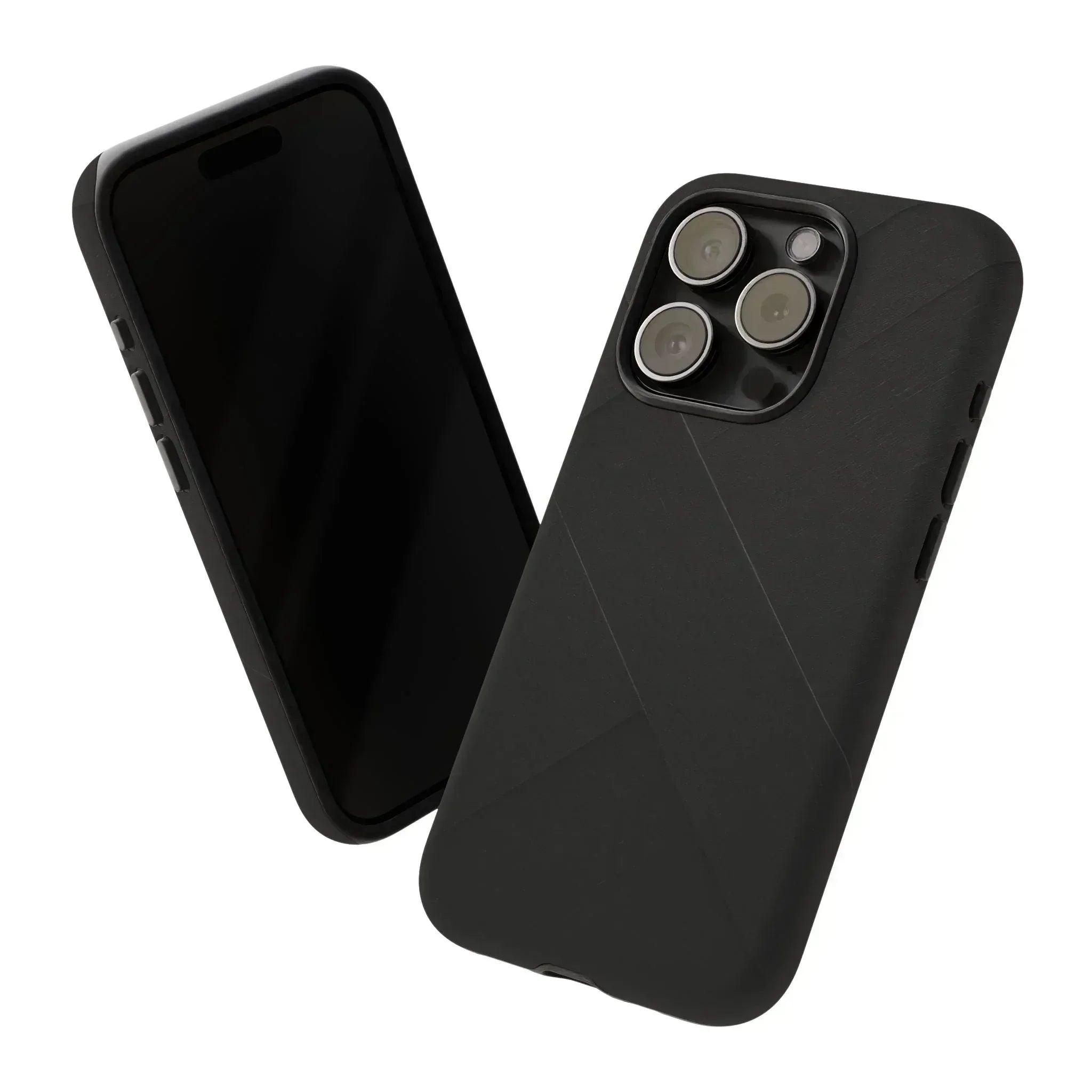 Matte Black Diagonal Line Phone Case for iPhone 8-16 and Galaxy S10-S25 - KARARMDESIGN