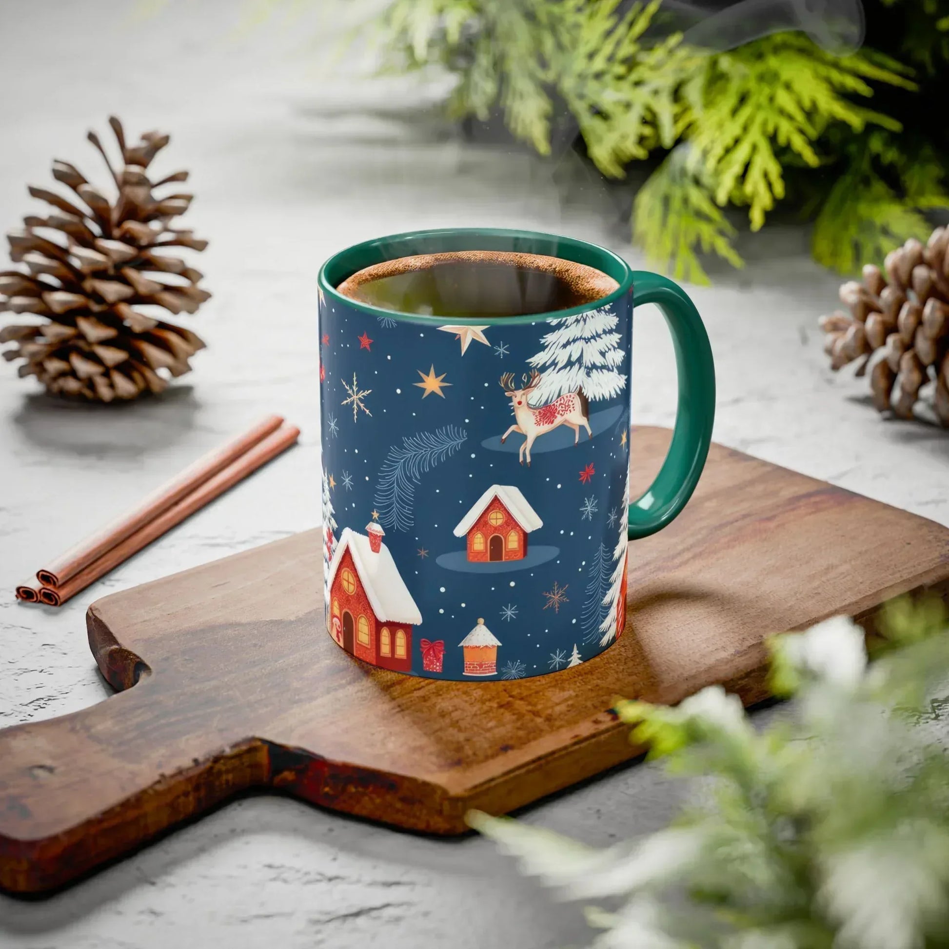 Dark Blue Christmas Mug - Colorful Mugs (11oz, 15oz) - KARARMDESIGN