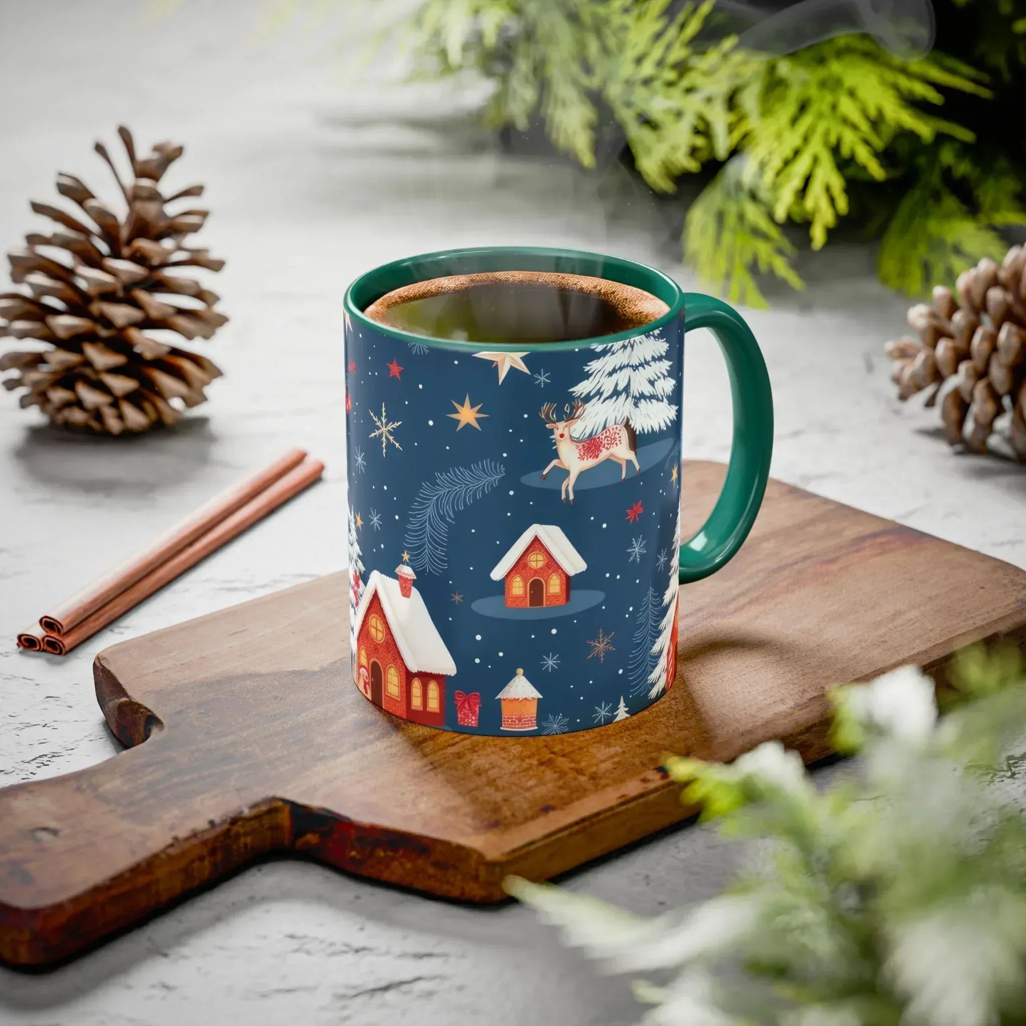 Dark Blue Christmas Mug - Colorful Mugs (11oz, 15oz) - KARARMDESIGN