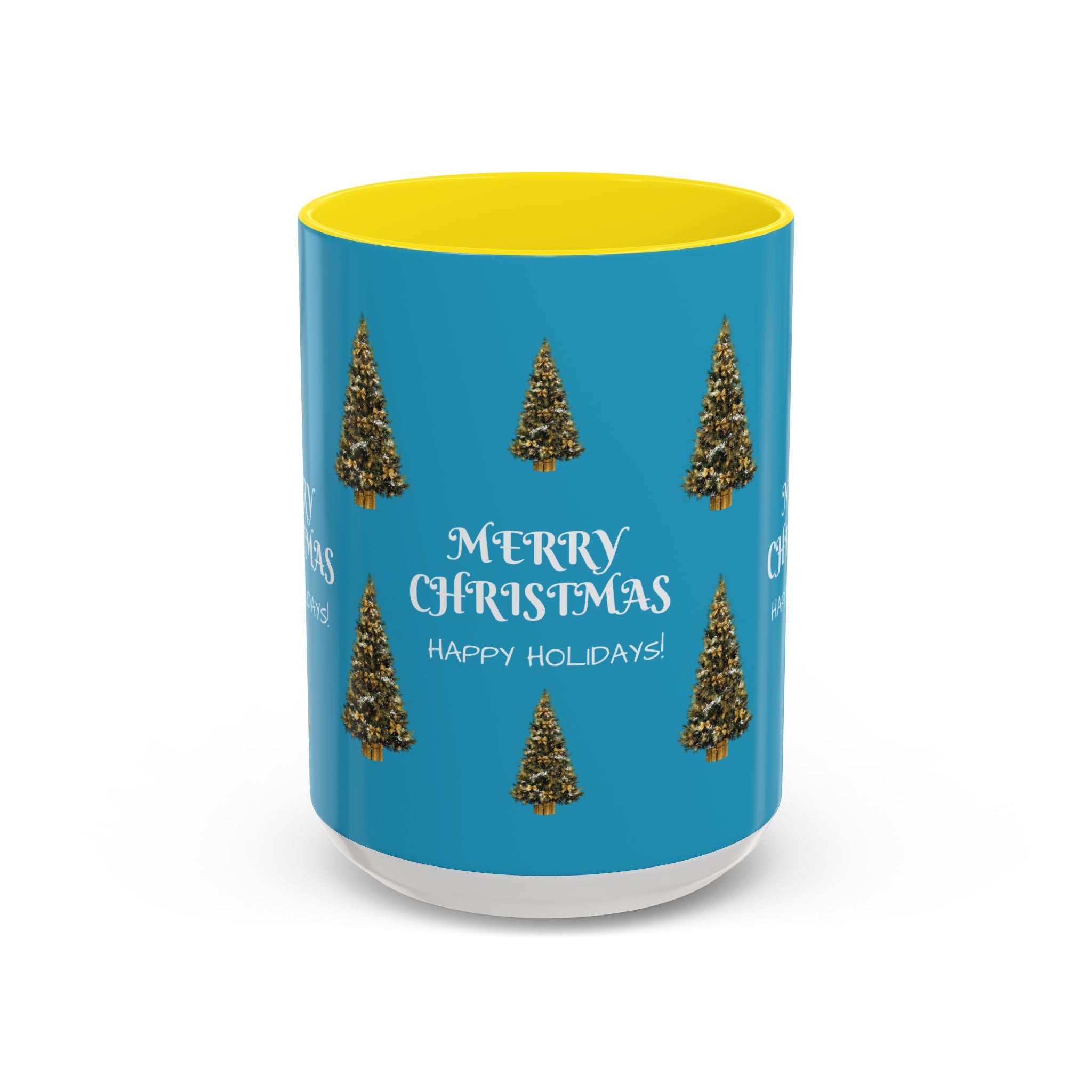 Merry Christmas and Happy Holidays Mug - Accent Coffee Mug (11, 15oz)
