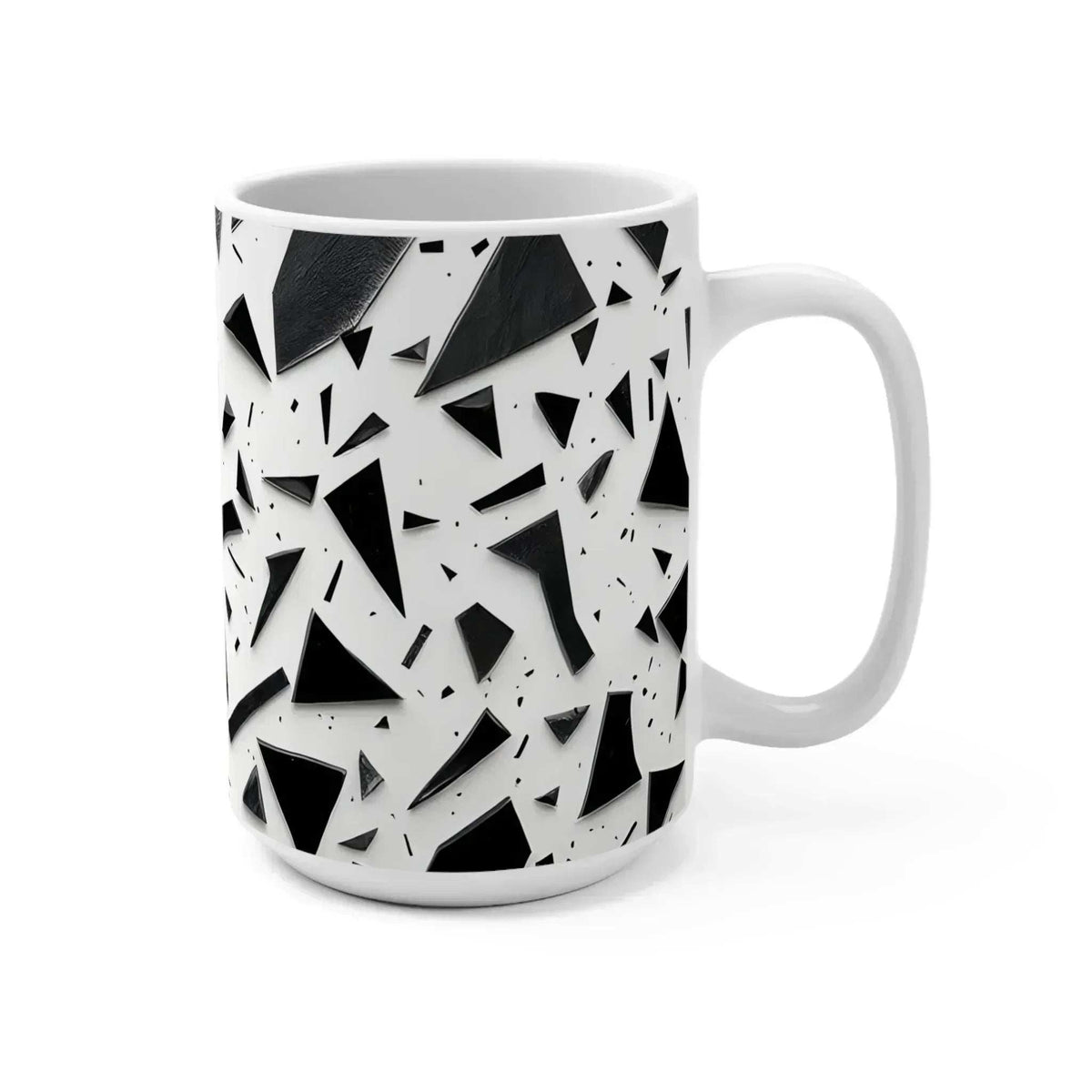 Mug Geometric Pattern Monochrome Geometry – Minimalist Abstract Pattern Mug 15oz – KARARMDESIGN