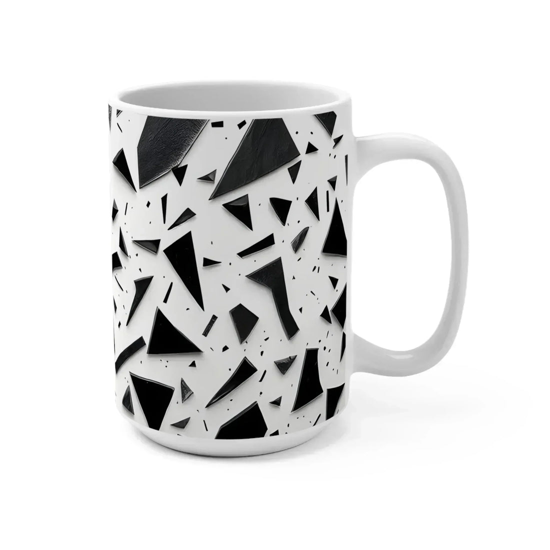 Monochrome Geometry – Minimalist Abstract Pattern Mug – 15oz - KARARMDESIGN