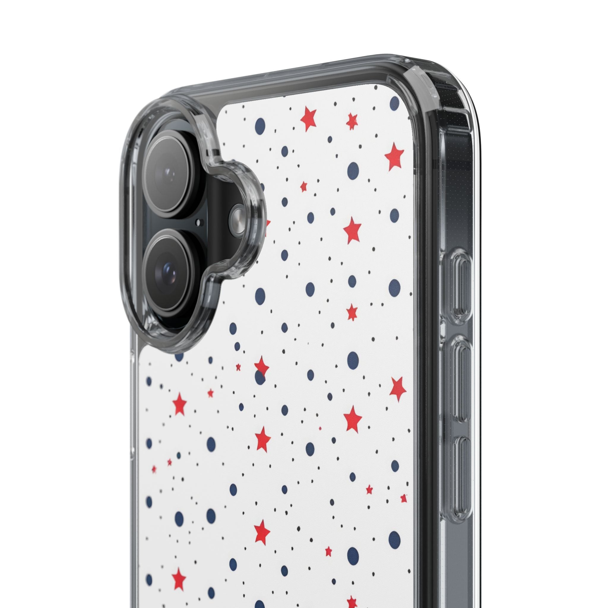 White Polka Dot & Stars Clear Case for iPhone & Samsung