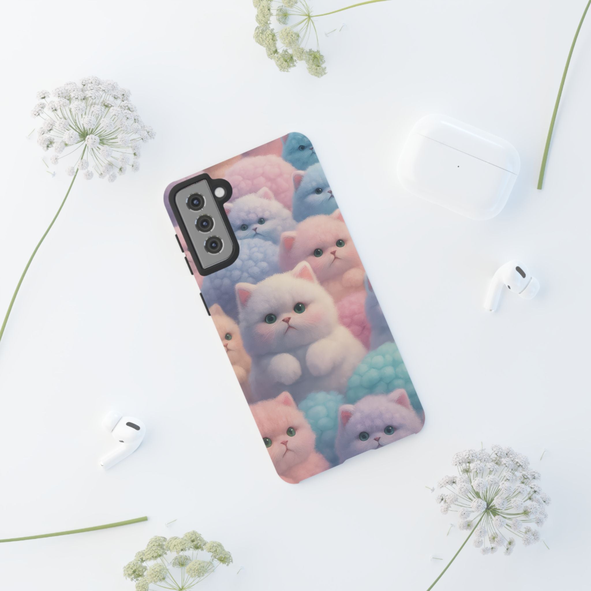 Pastel Kitten Phone Case for iPhone 8-17 and Samsung Galaxy S10-S25 Models - KARARMDESIGN